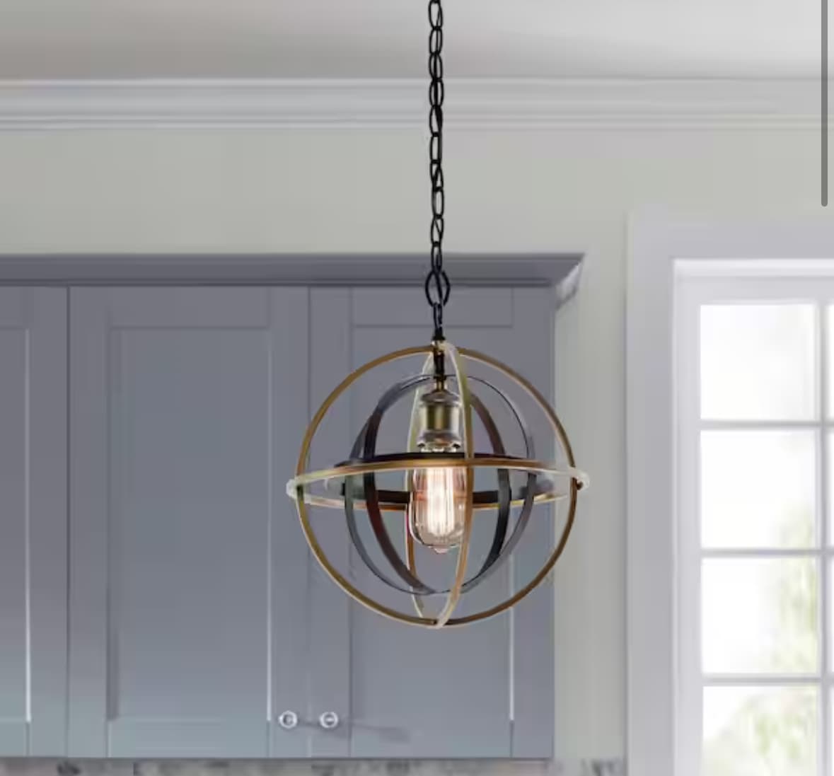 Barton Bay 1-Light Bronze and Champagne Pewter Orb Mini Pendant Hangling Light