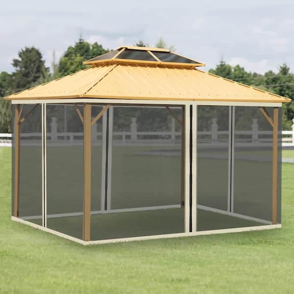 Replacement Mesh Mosquito Netting Screen Walls for 10 ft. x 13 ft. Patio Gazebo, 4-Panel Sidewalls with Zippers