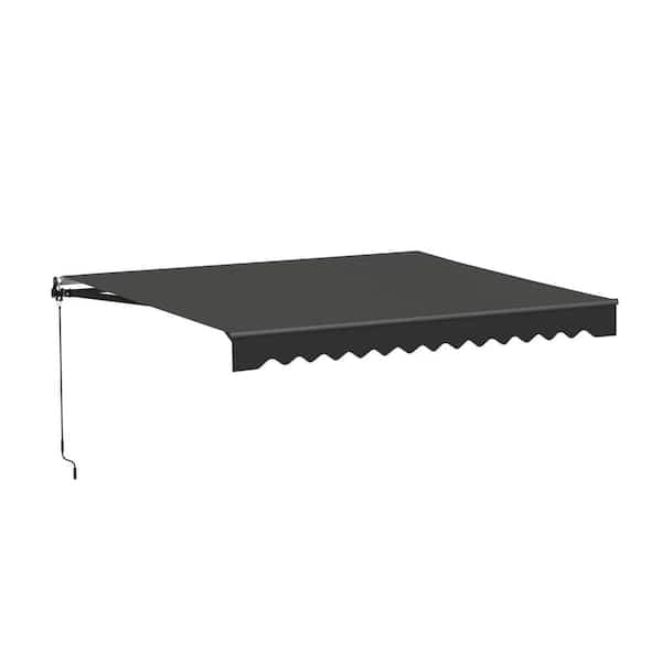 Caribbean Manual Retractable Patio Awning - Black Frame - Onyx Black Fabric - 10 ft. x 8 ft.