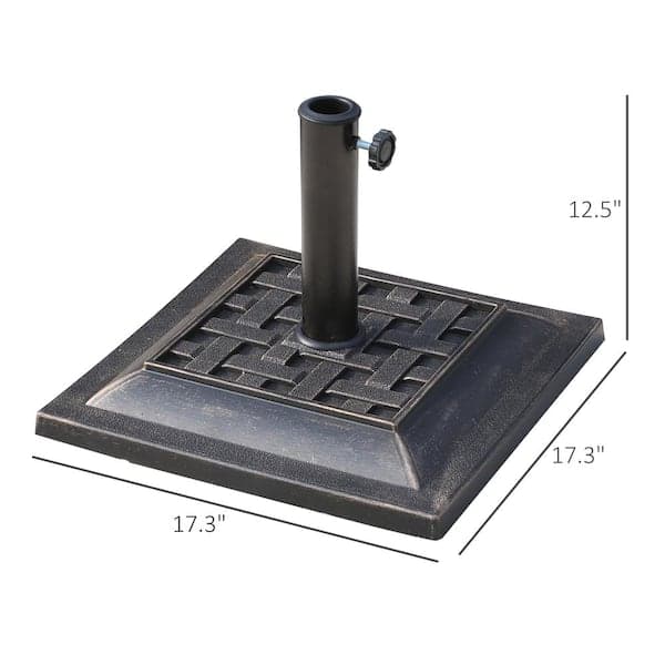 17.5 in. Round Resin Patio Umbrella Base with Beautiful Decorative Pattern and Easy Setup in Bronze