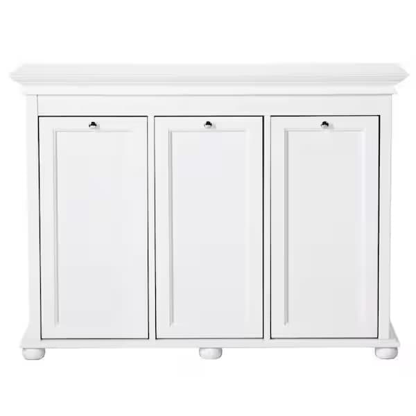 Hampton Harbor 37 in. Triple Tilt-Out Hamper in White