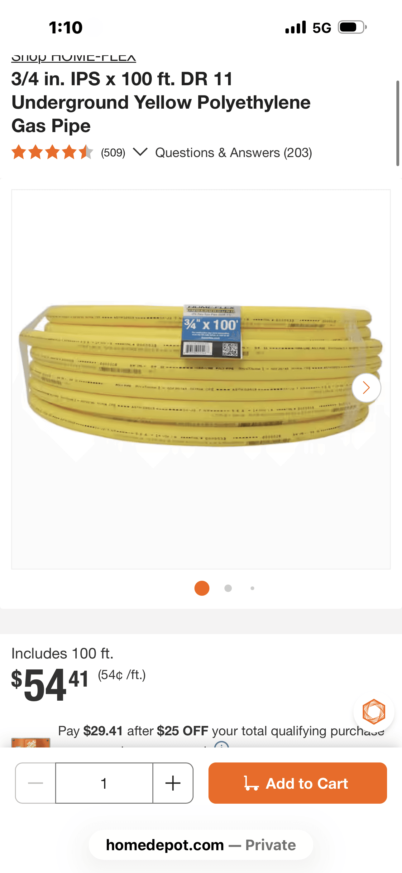 HOME-FLEX 3/4” x100’ gas and liquid propane (LP) applications