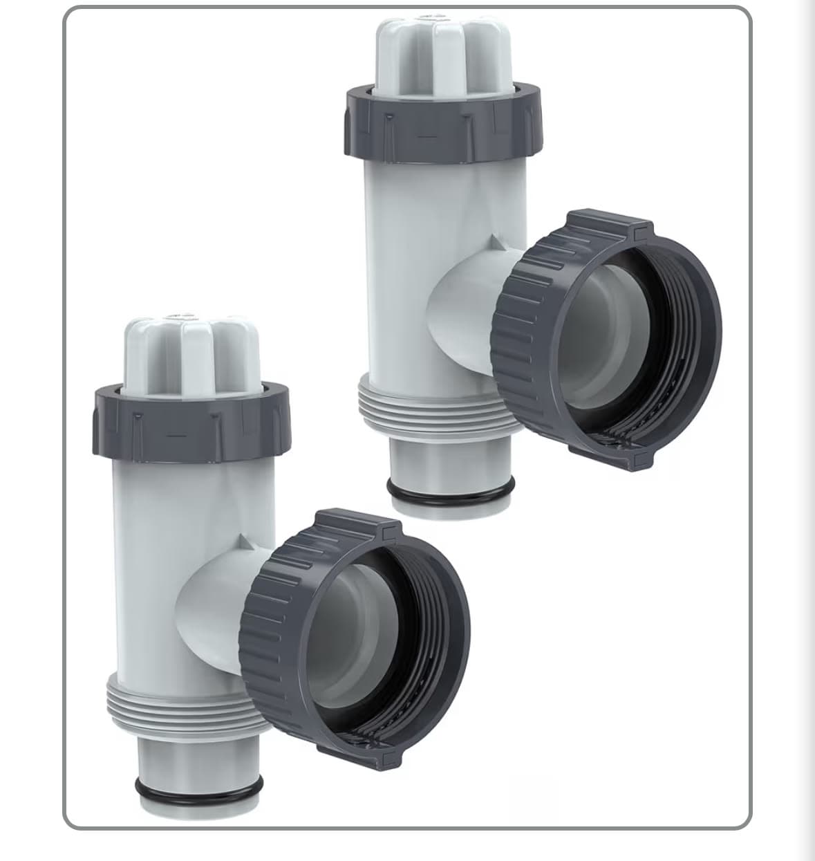 Plunger valve 2 pack Pool Plunger Valves Replacement Part with Gaskets for Above Ground Swimming Pool, Shut Off Plunger Valves Pool Parts Sw