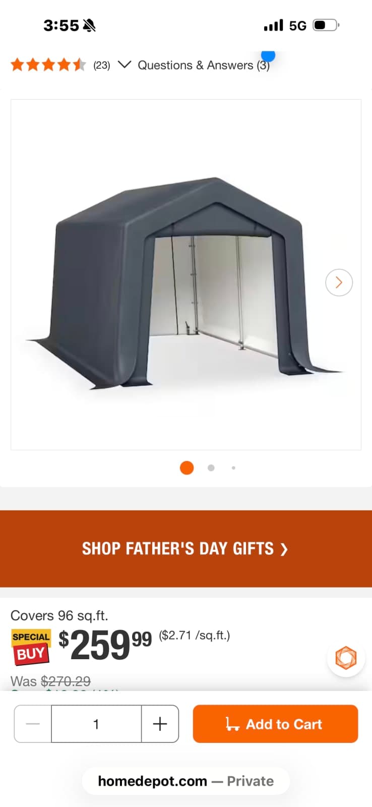 PHI VILLA 8 ft. x 12 ft. x 7.3 ft. Carport Garage Storage Shed with Walls and Doors Galvanized Steel Frame in Gray