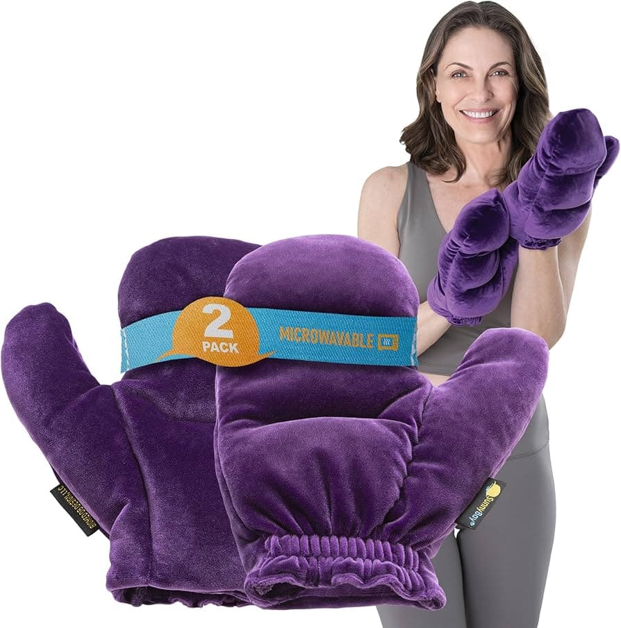 SunnyBay Microwavable Heated Hand Warmer Gloves for Women and Men, Weighted Arthritis Gloves for Women for Pain, Stay-on Wrist Elastic and B