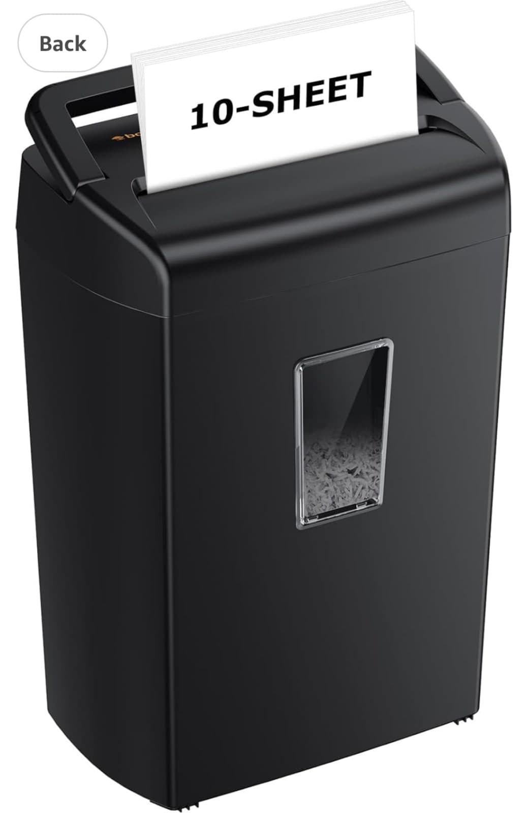 Bonsaii 10-Sheet Cross Cut Paper Shredder, 5.5 Gal Home Office Heavy Duty Shredder for Credit Card, Staple, Clip with Transparent Window(C20