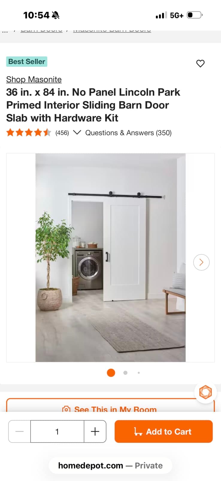 36 in. x 84 in. No Panel Lincoln Park Primed Interior Sliding Barn Door Slab with Hardware Kit