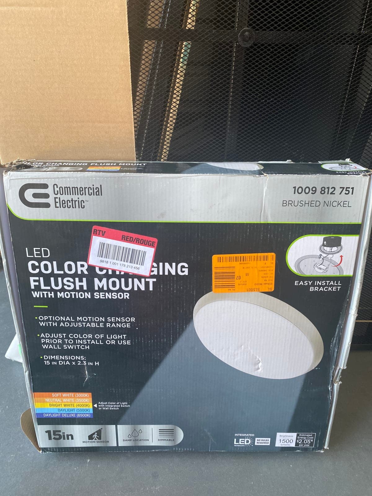 LED Color Changing Flush Mount Light - 15in Commercial Electric