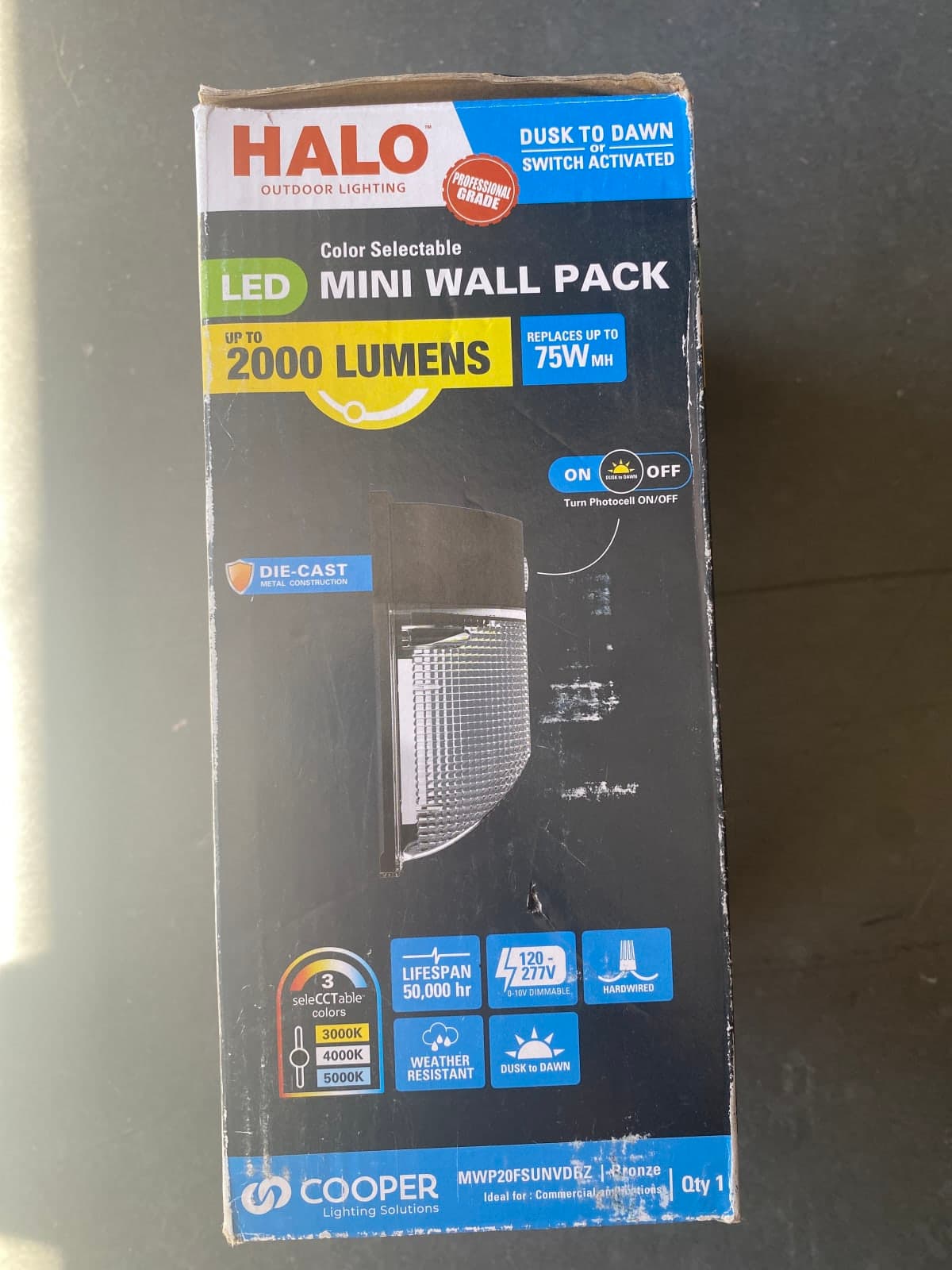 HALO LED Mini Wall Pack Light - 2000 Lumens, Dusk to Dawn