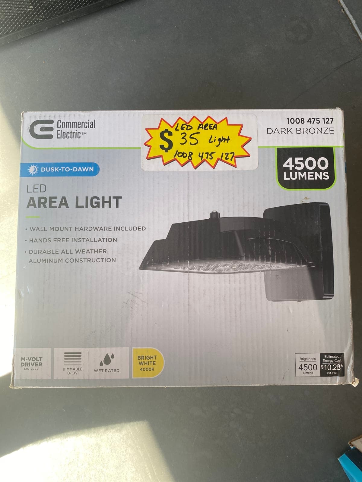 Commercial Electric LED Area Light - 4500 Lumens, Dusk-to-Dawn