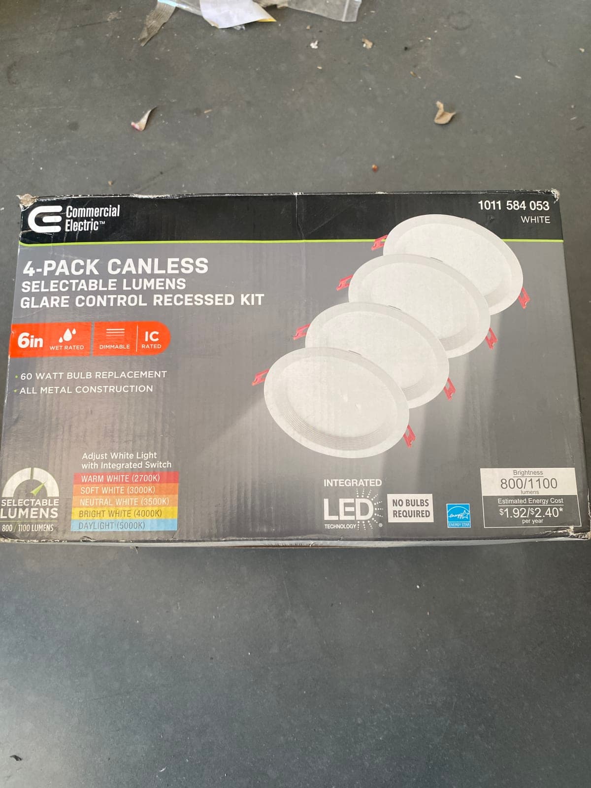 Commercial Electric 4-Pack Canless Selectable Lumens Recessed Kit
