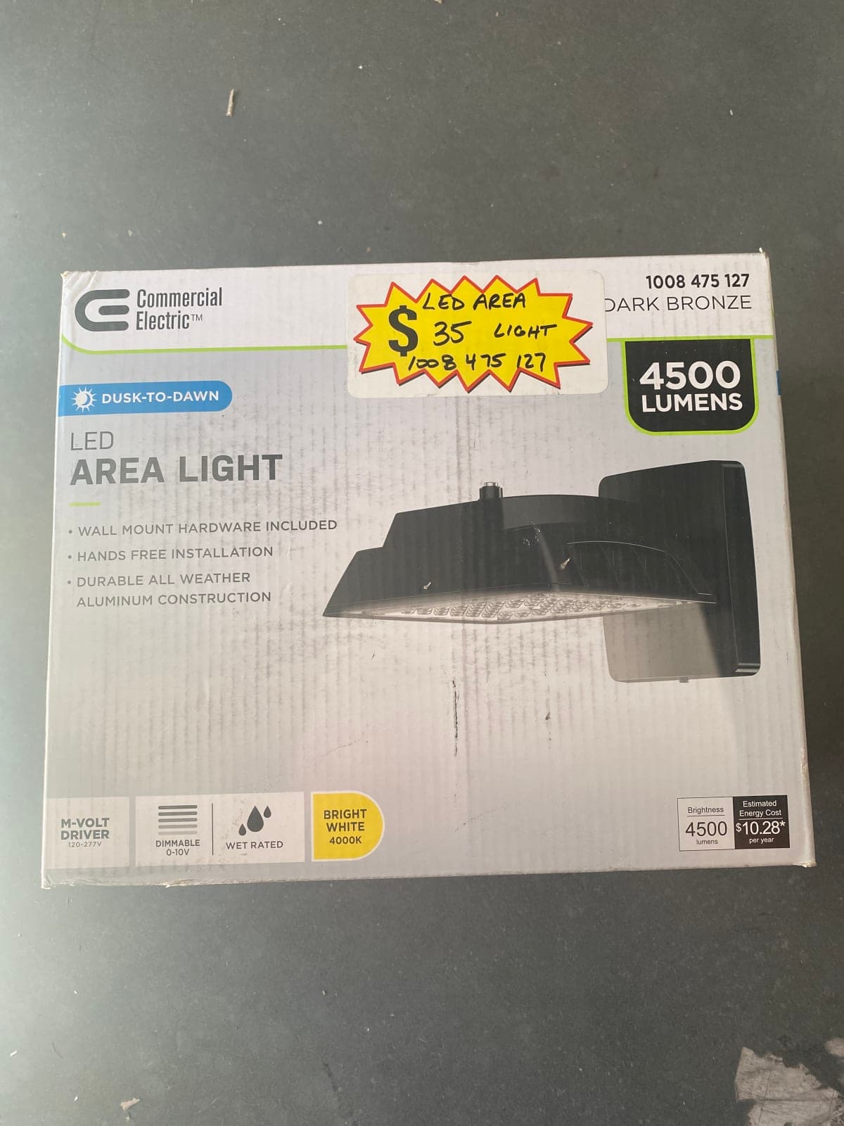 Commercial Electric LED Area Light - 4500 Lumens, Dusk-to-Dawn