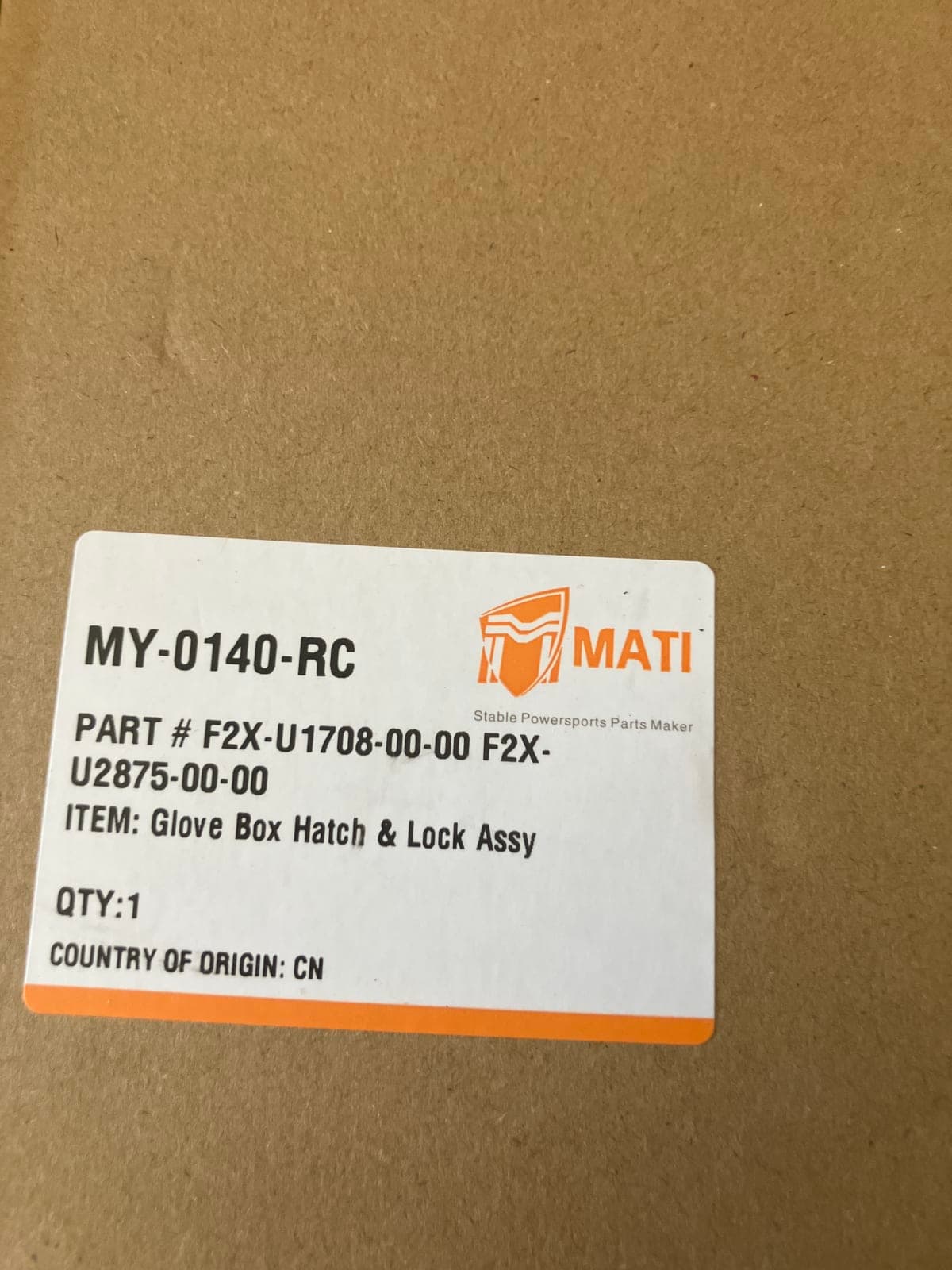Mati Glove Box Hatch & Lock Assembly - Part # F2X-U1708-00-00