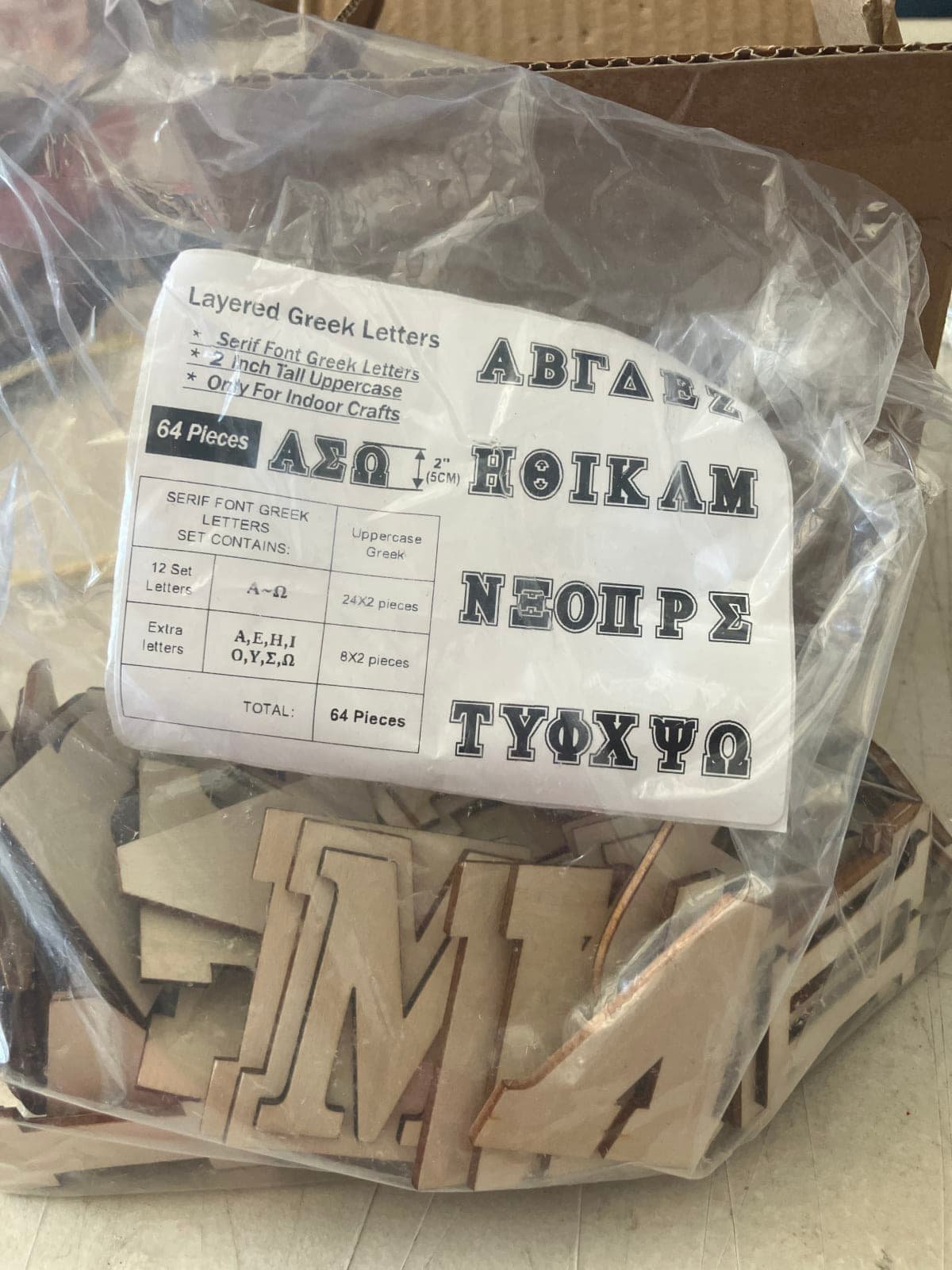 Layered Greek Letters Set - 64 Pieces for Indoor Crafts