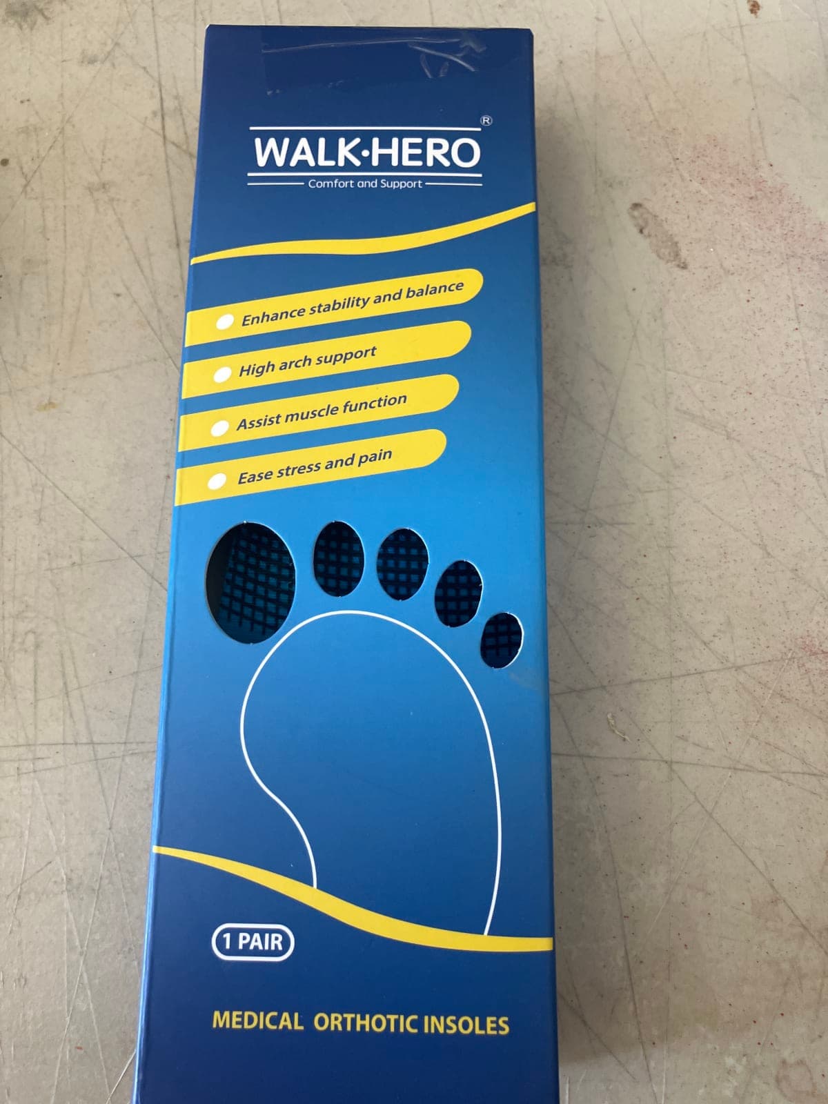 Walk Hero Medical Orthotic Insoles - 1 Pair for Comfort & Support