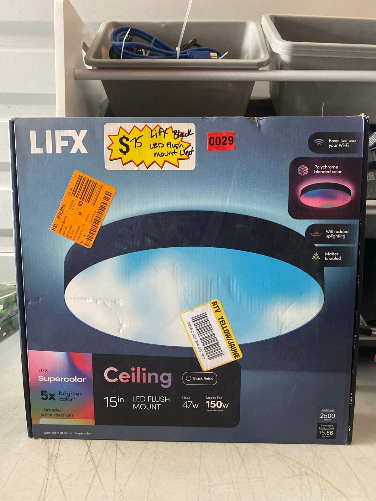 LIFX Supercolor 15in LED Flush Mount Ceiling Light - Black