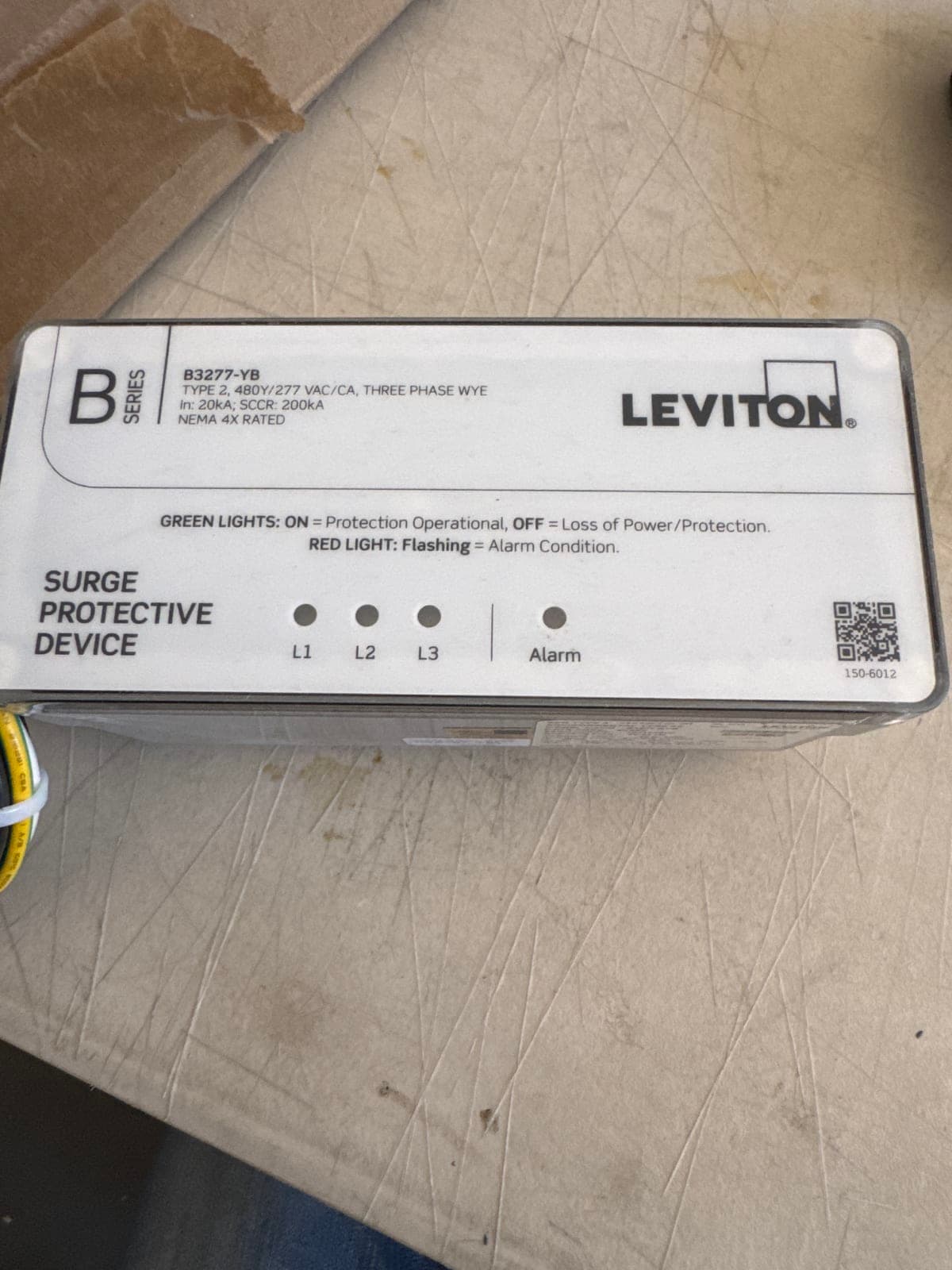 Leviton B3277-YB Surge Protective Device - Type 2, 480V/277V
