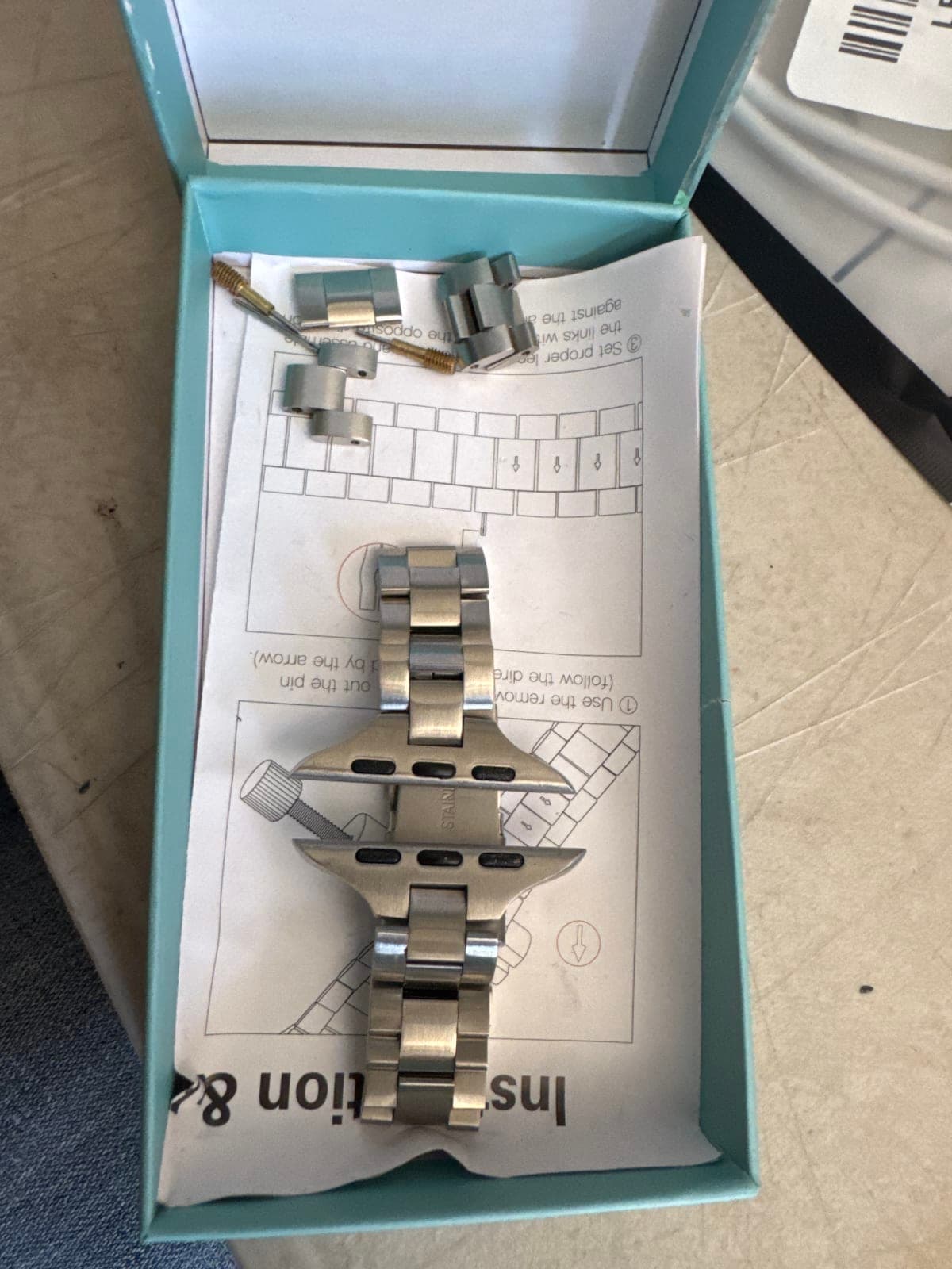 Stainless Steel Watch Band with Links and Adjustment Tools