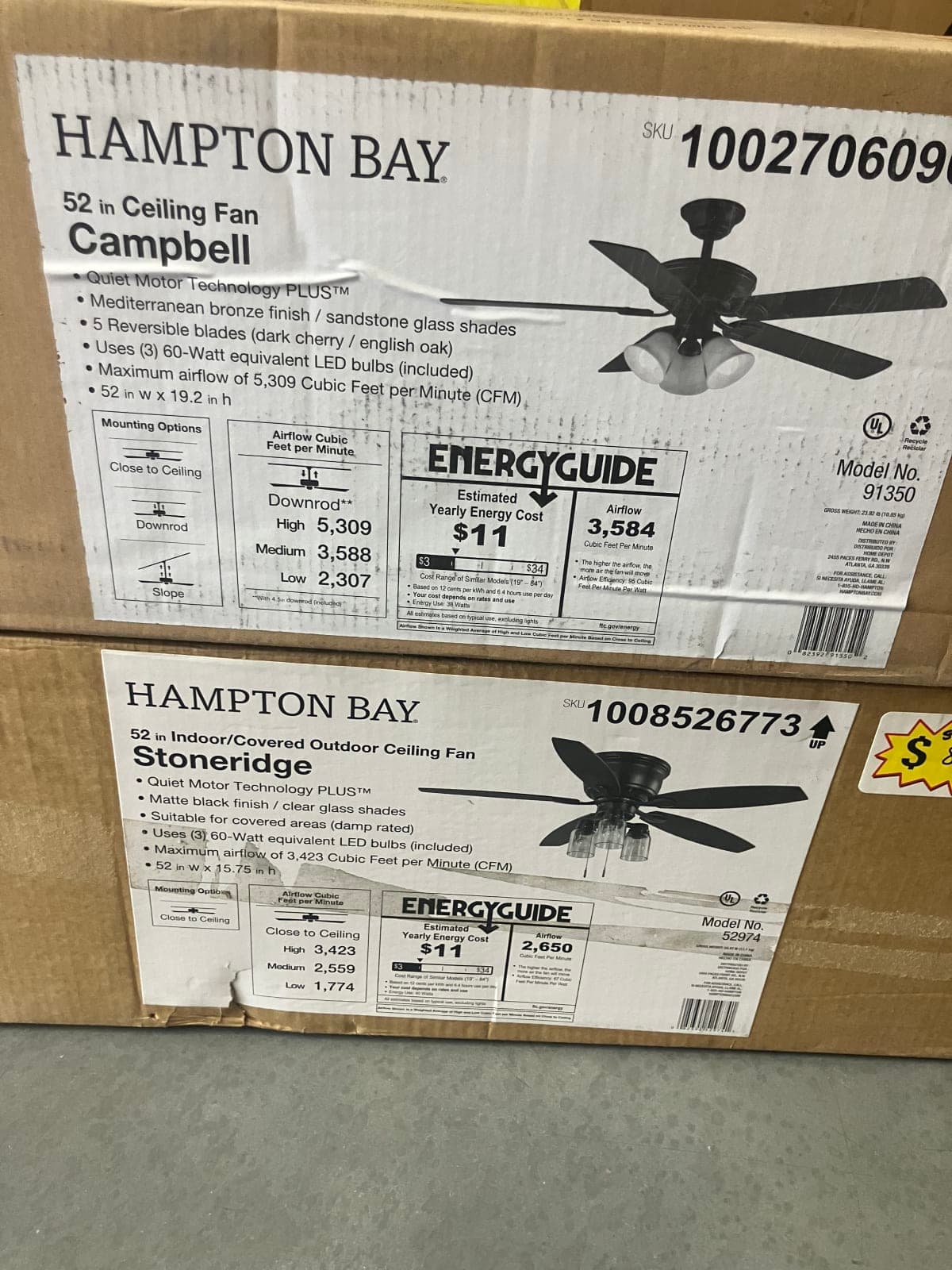 Hampton Bay 52" Ceiling Fan - Campbell & Stoneridge Models