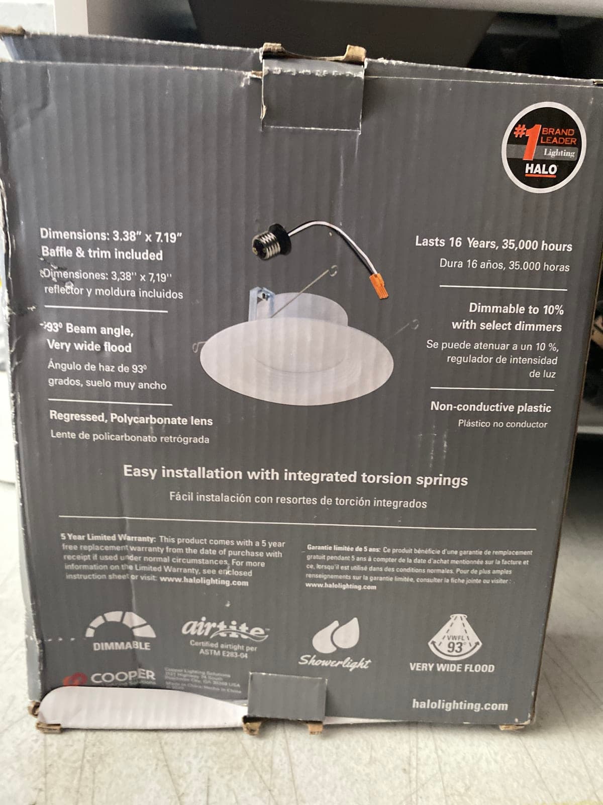 Halo 3.38" x 7.19" Dimmable LED Recessed Light with Trim