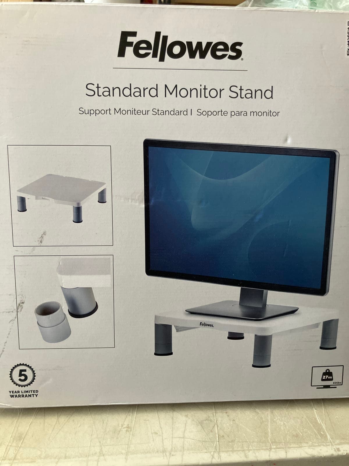 Fellowes Standard Monitor Stand - Ergonomic Desk Organizer