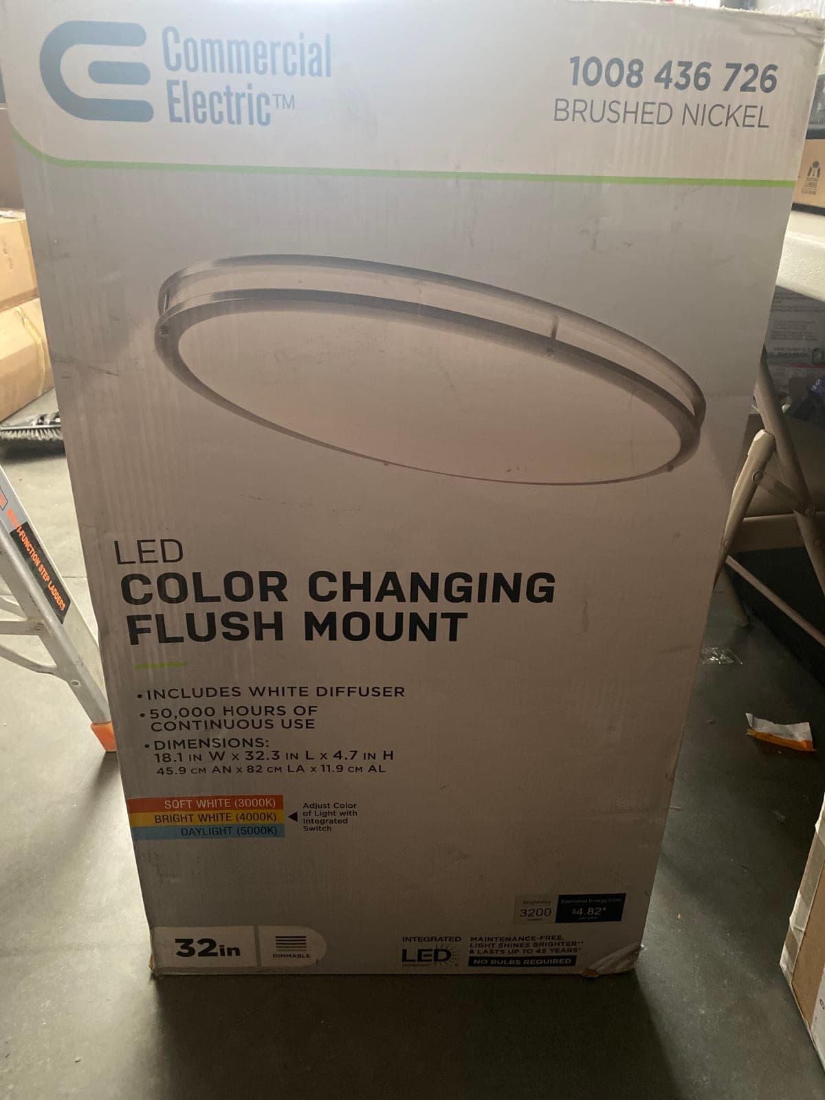 Commercial Electric 32in LED Color Changing Flush Mount - Brushed Nickel