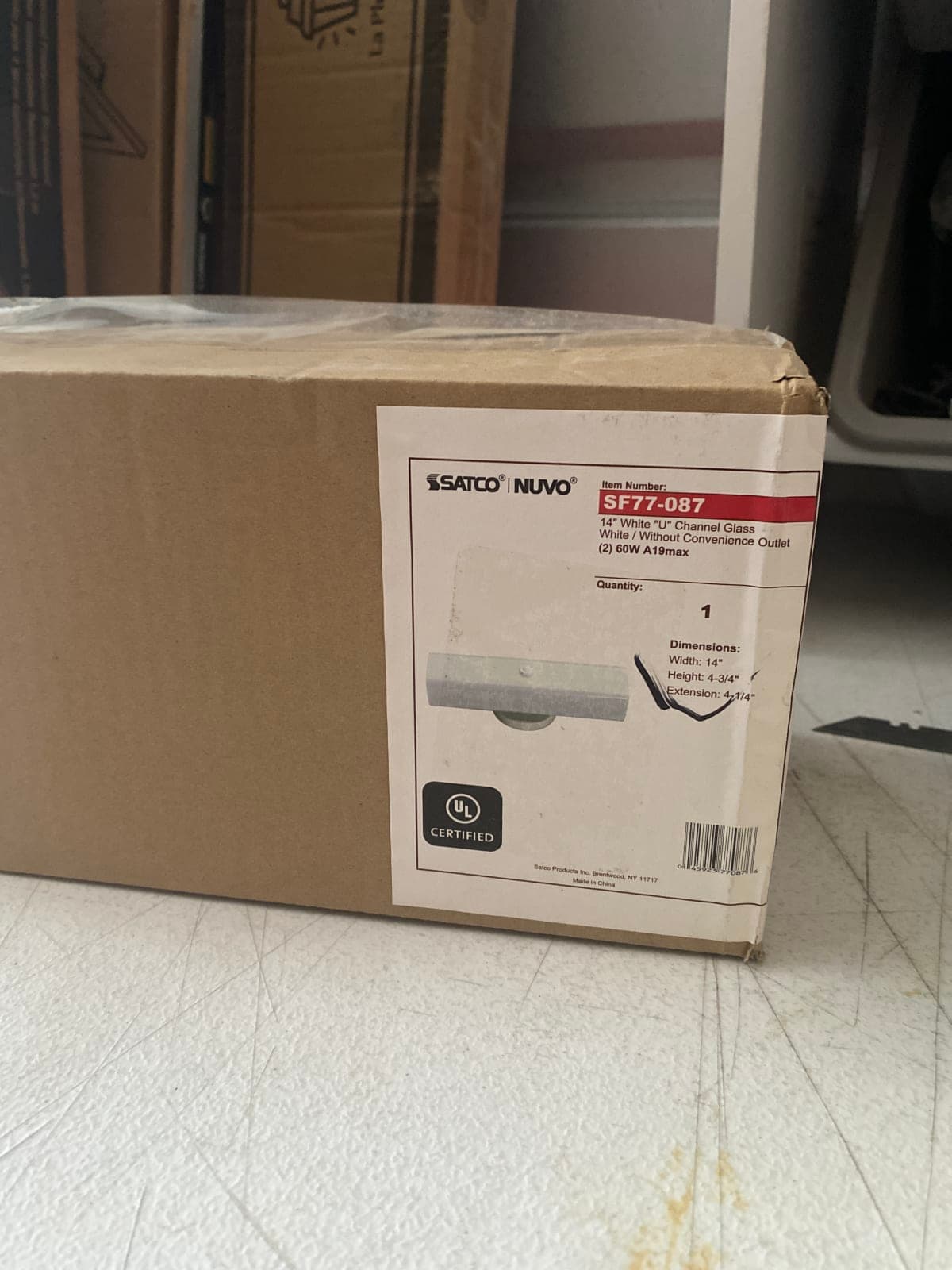 Satco Nuvo 14" White U Channel Glass Light Fixture SF77-087
