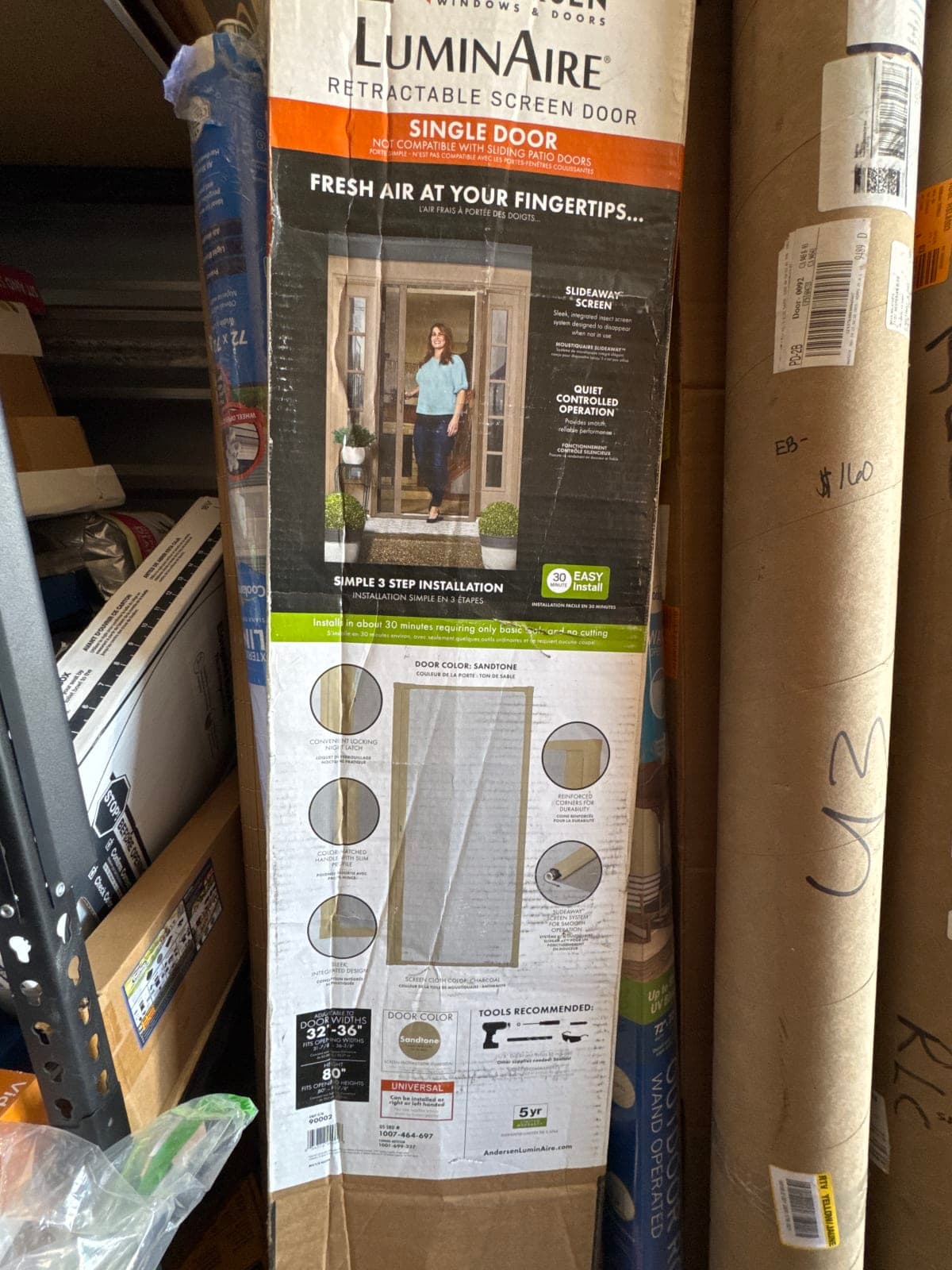 LuminAire Retractable Screen Door - Single Door, Sandstone
