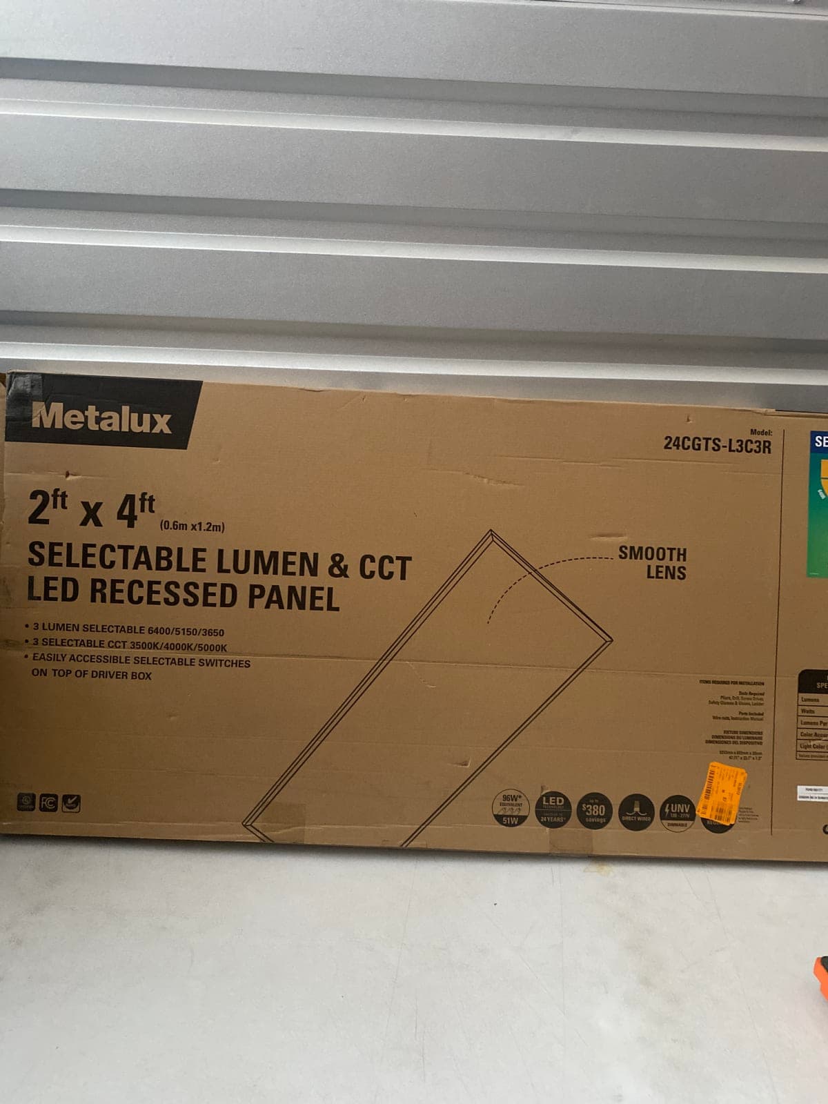 Metalux 2ft x 4ft Selectable Lumen & CCT LED Recessed Panel