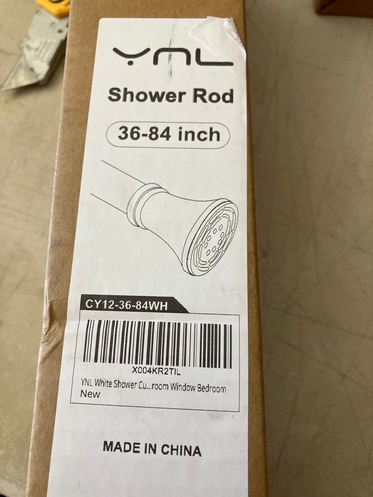 YNL Adjustable Shower Rod 36-84 Inch - White