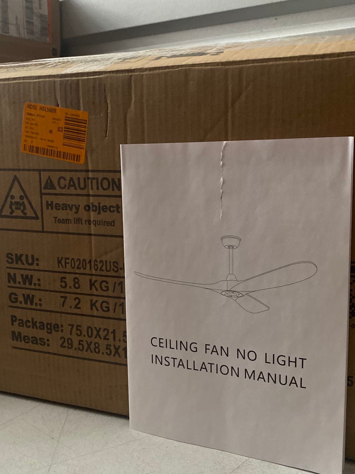 Ceiling Fan No Light - Installation Manual Included