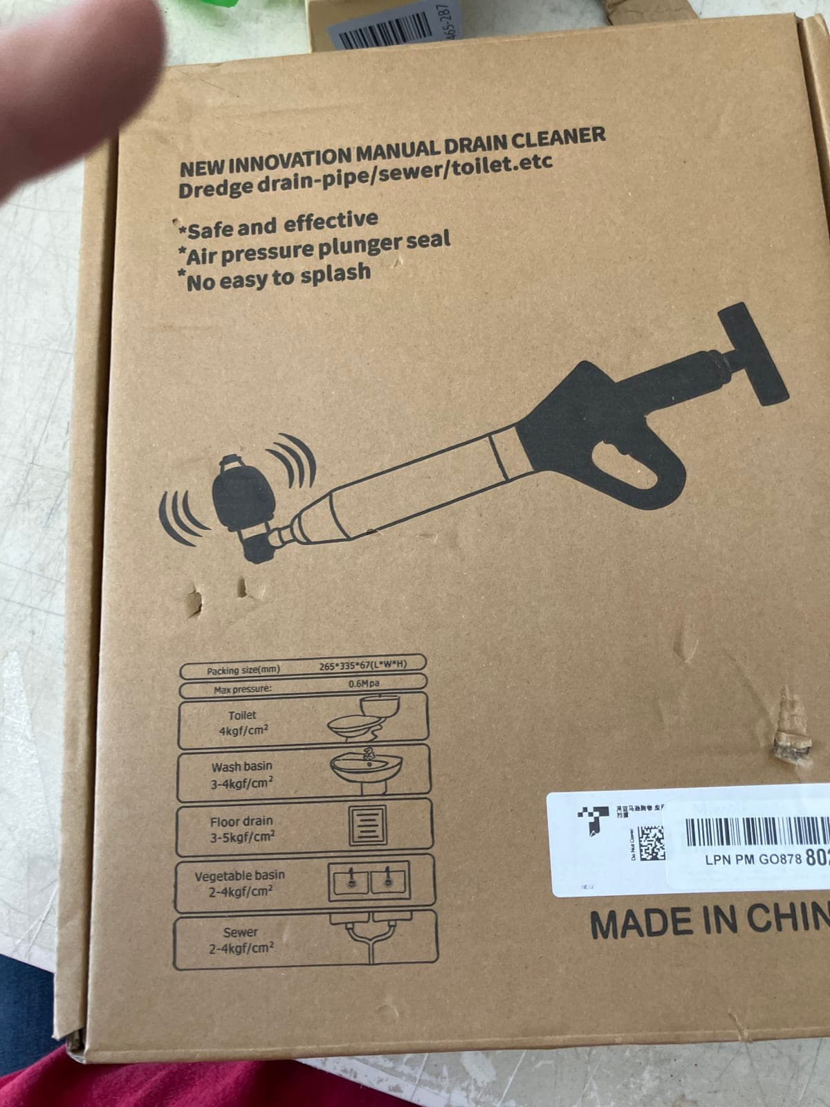 New Innovation Manual Drain Cleaner - Air Pressure Plunger