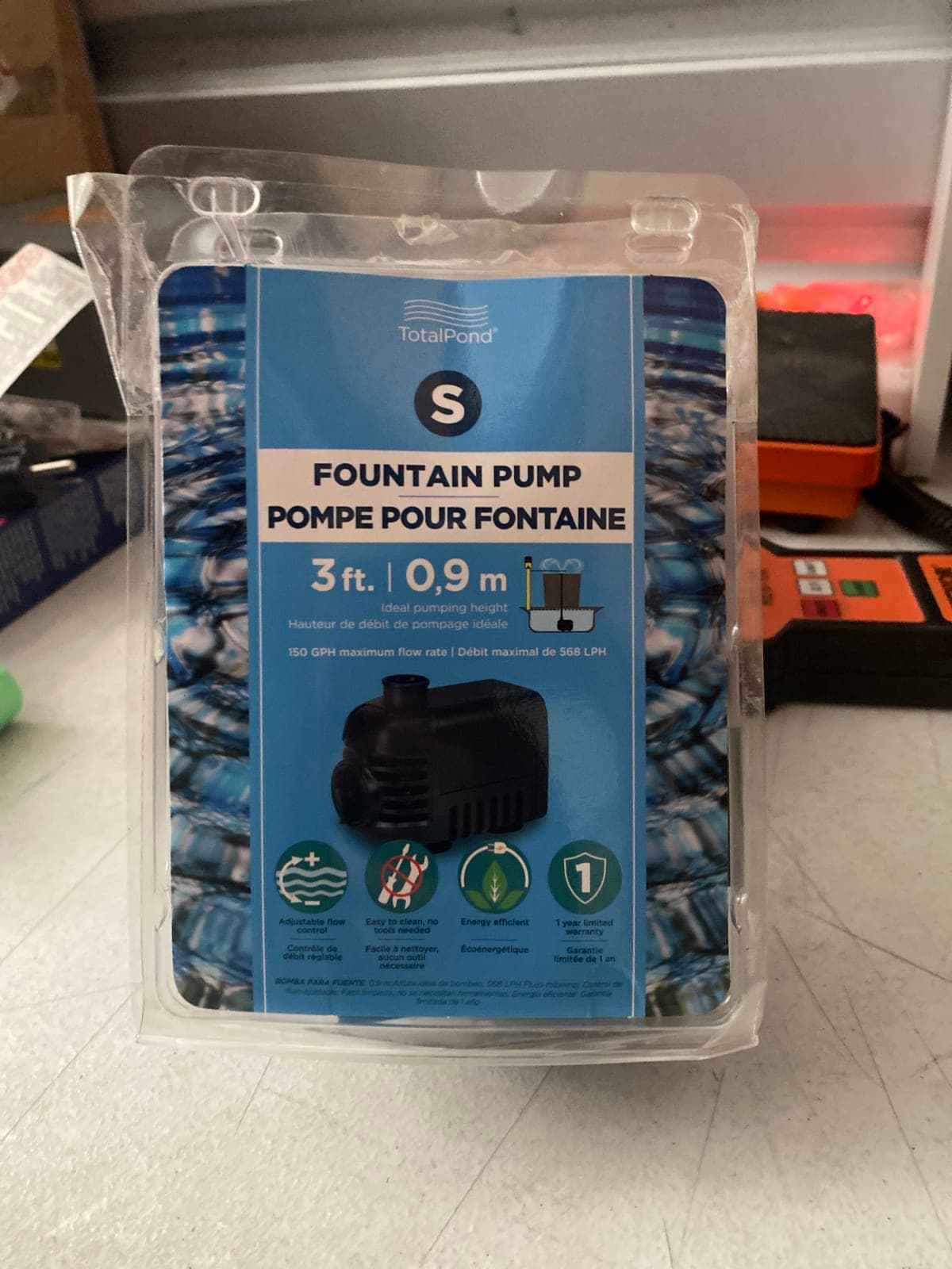 TotalPond 3ft Fountain Pump - 150 GPH Maximum Flow Rate
