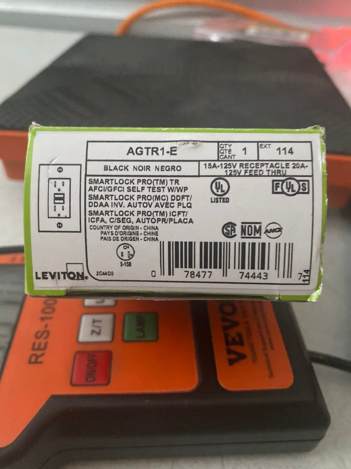 Leviton AGTR1-E Smartlock Pro GFCI Outlet - Black