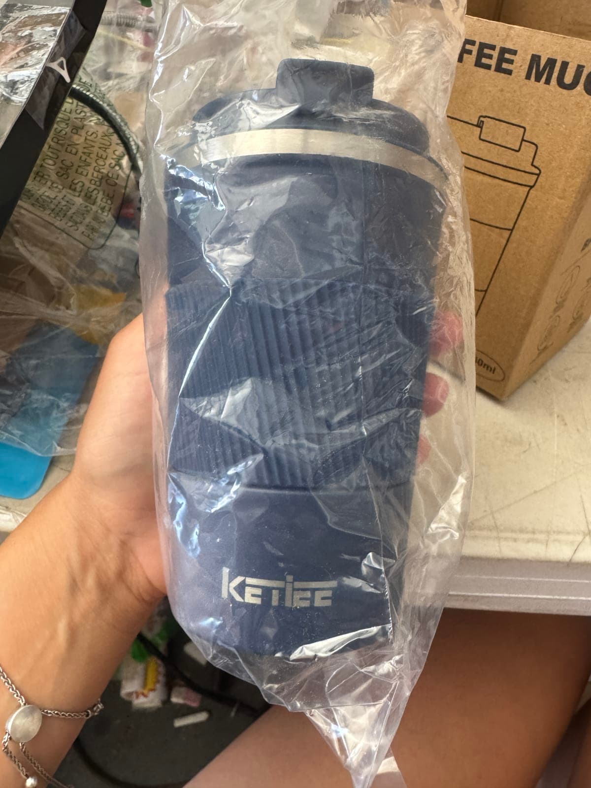 Kenteic Insulated Travel Coffee Mug - 16 oz, Blue