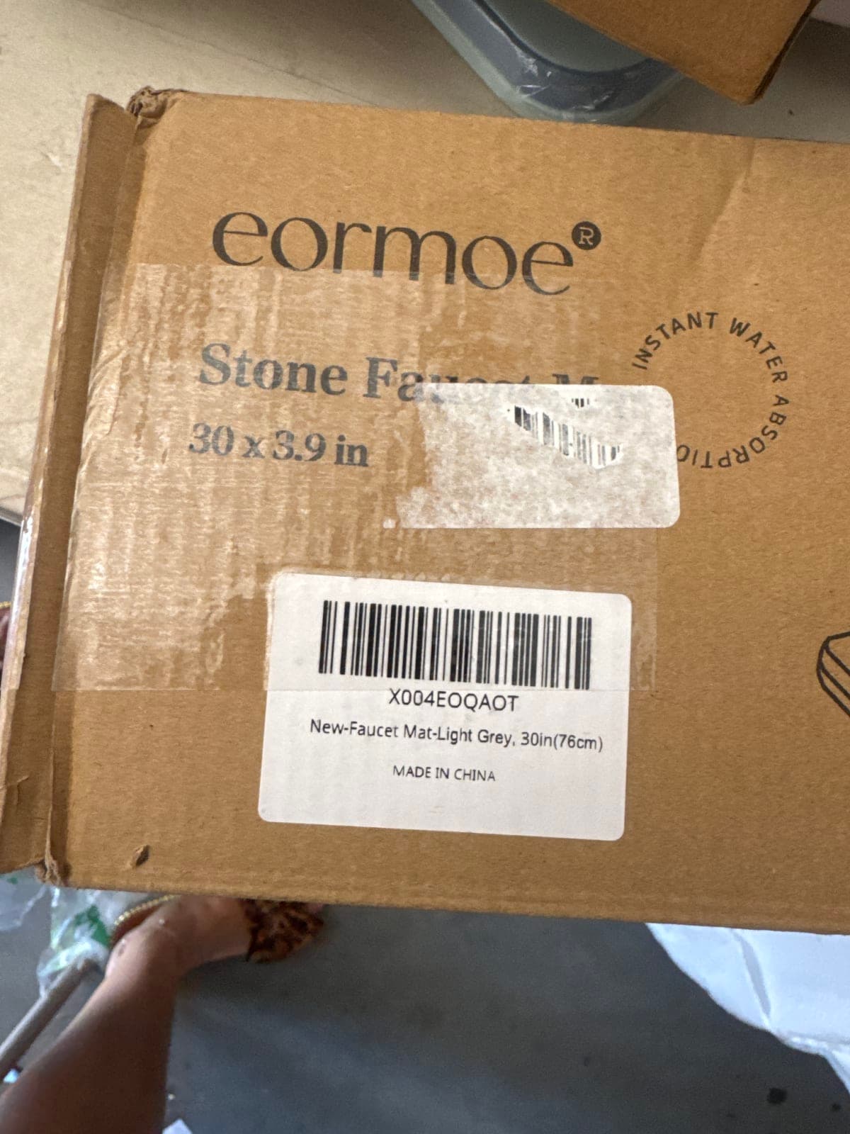 Eormoe Stone Faucet Mat - Light Grey, 30x3.9 in