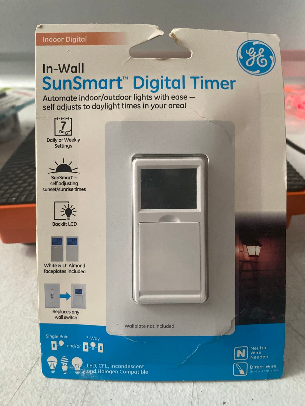 GE In-Wall SunSmart Digital Timer for Indoor/Outdoor Lights