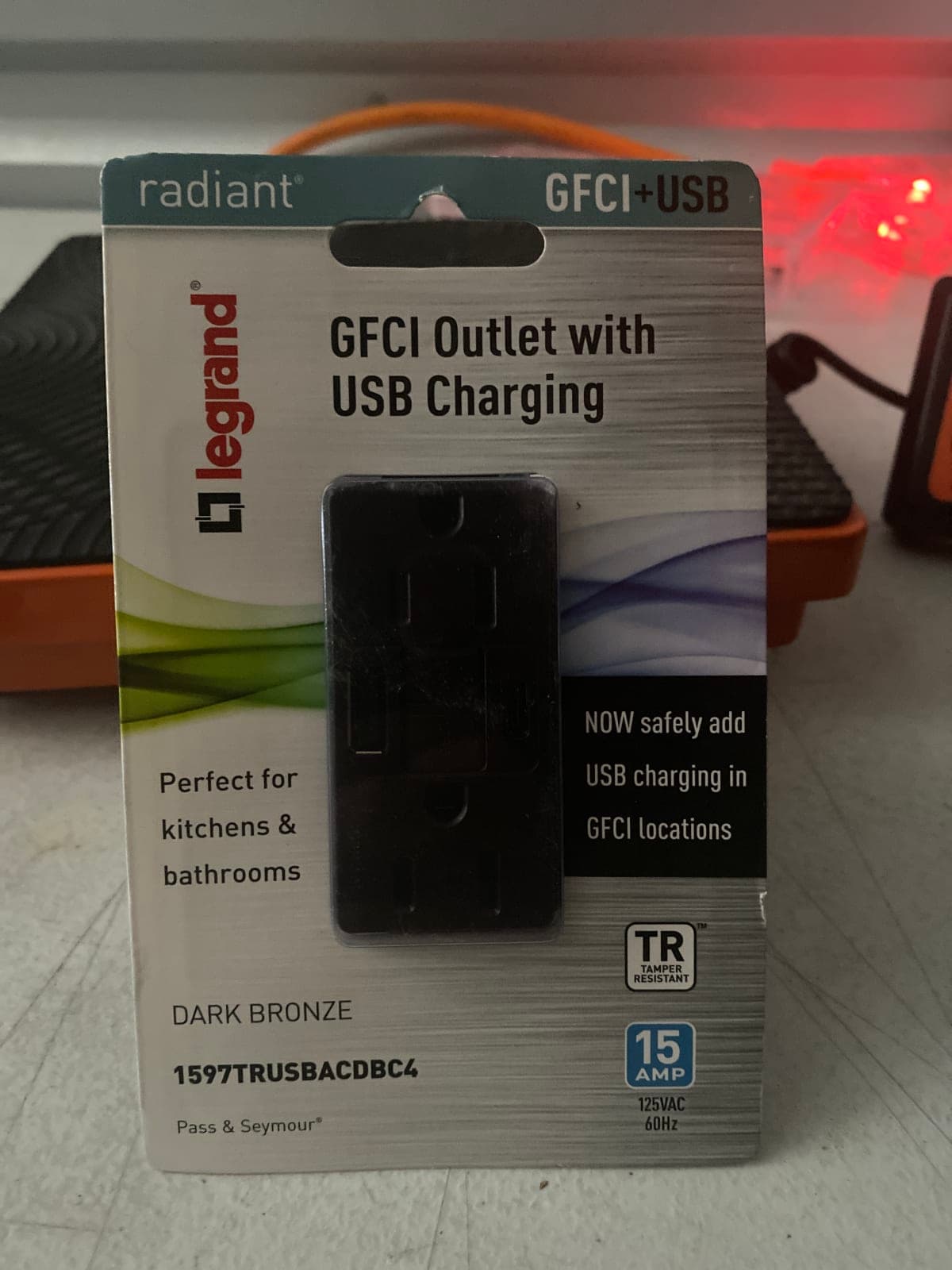 Legrand Radiant GFCI Outlet with USB Charging - Dark Bronze