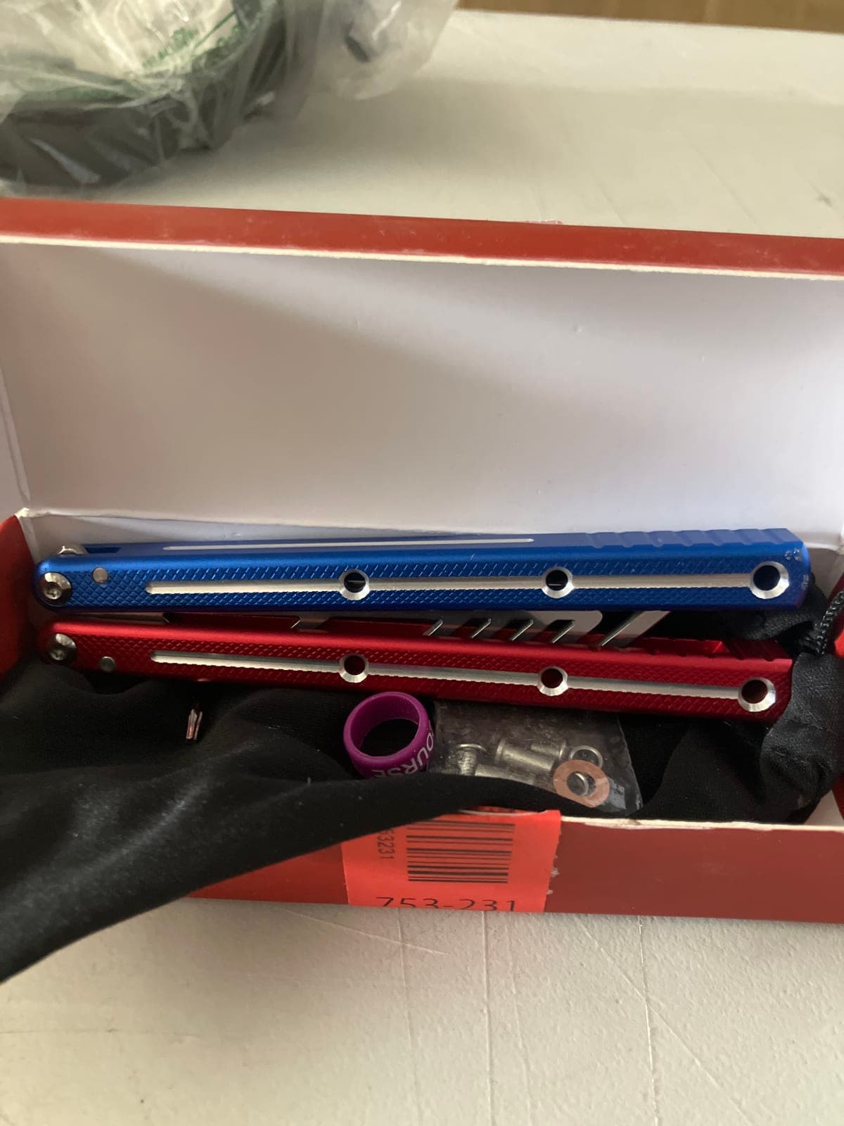 Colorful Aluminum Balisong Trainer - Red & Blue