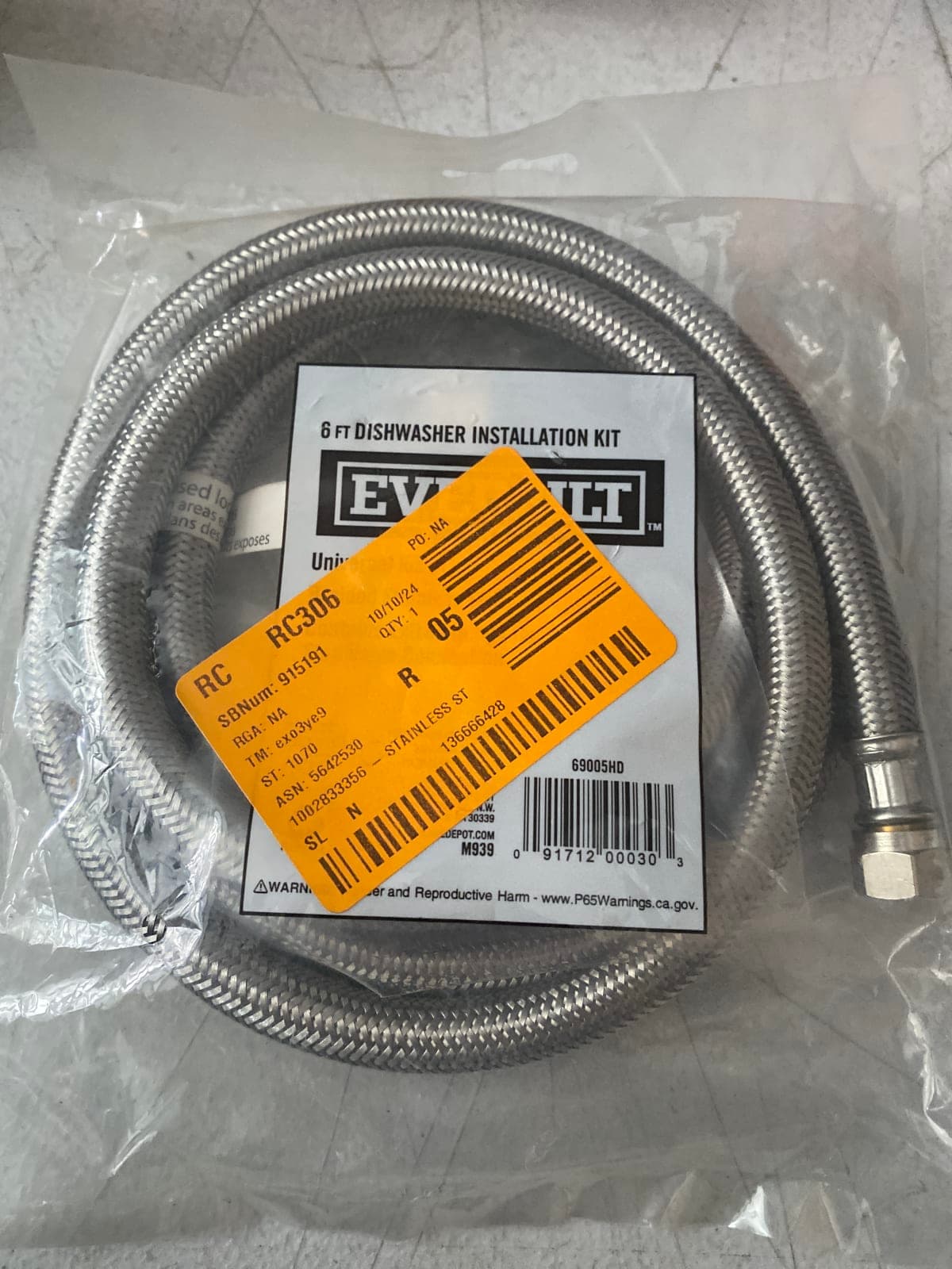 Everbilt 6 ft Dishwasher Installation Kit - Stainless Steel