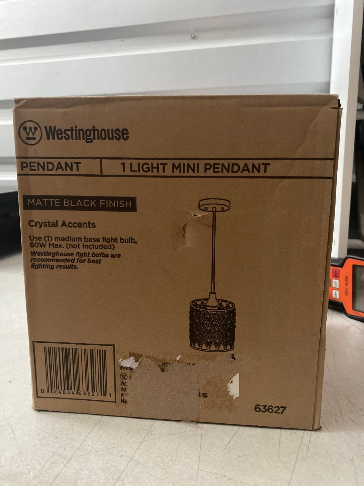 Westinghouse 1 Light Mini Pendant - Matte Black Finish