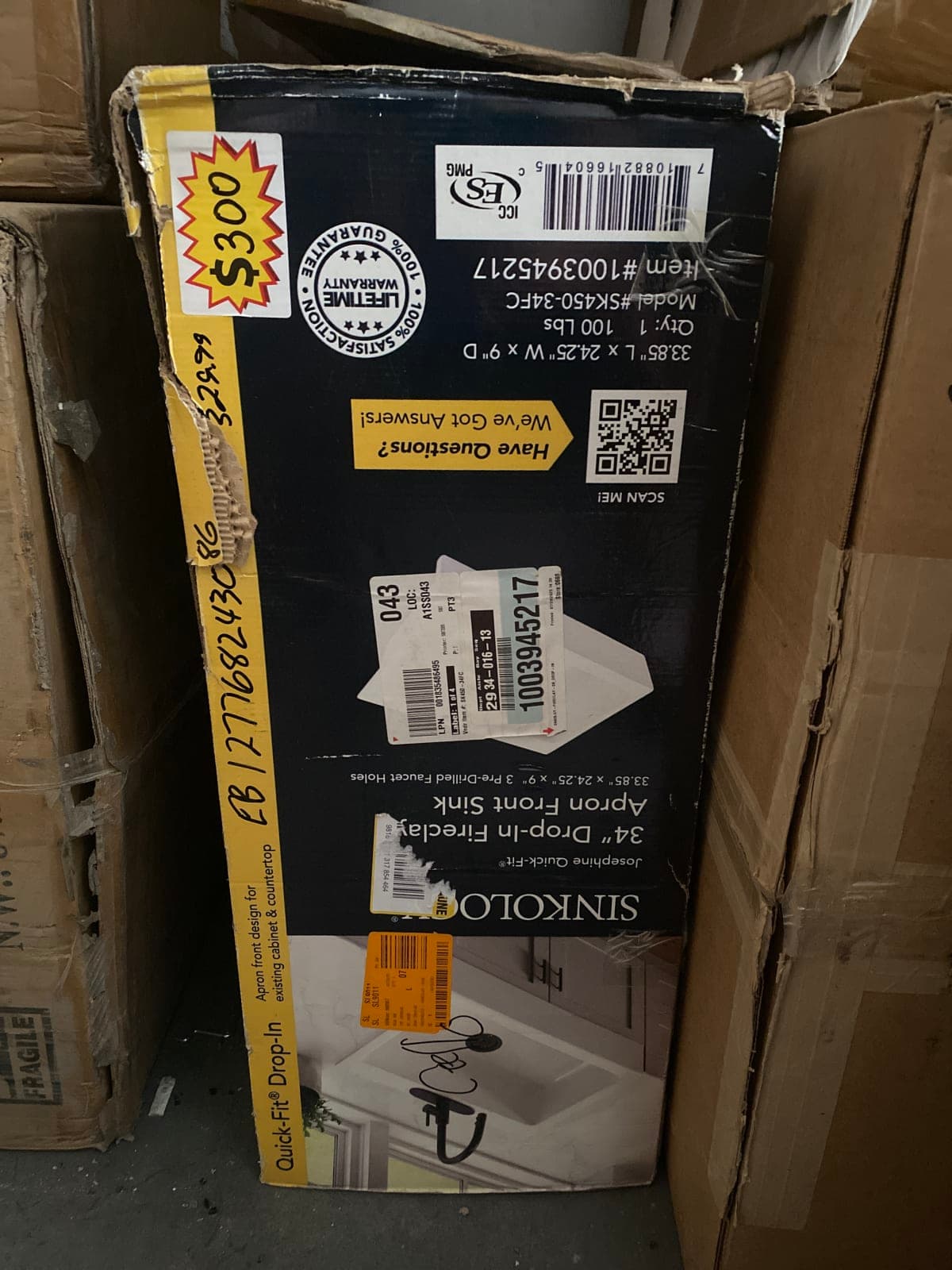 SINKOLOK 39-Inch Drop-In Front Sink - Model #100394517