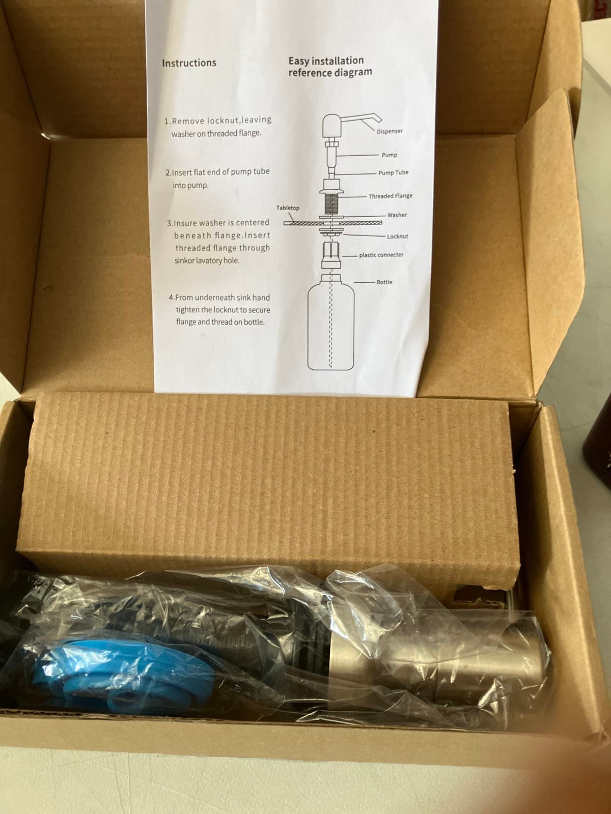Stainless Steel Pump Dispenser with Installation Kit