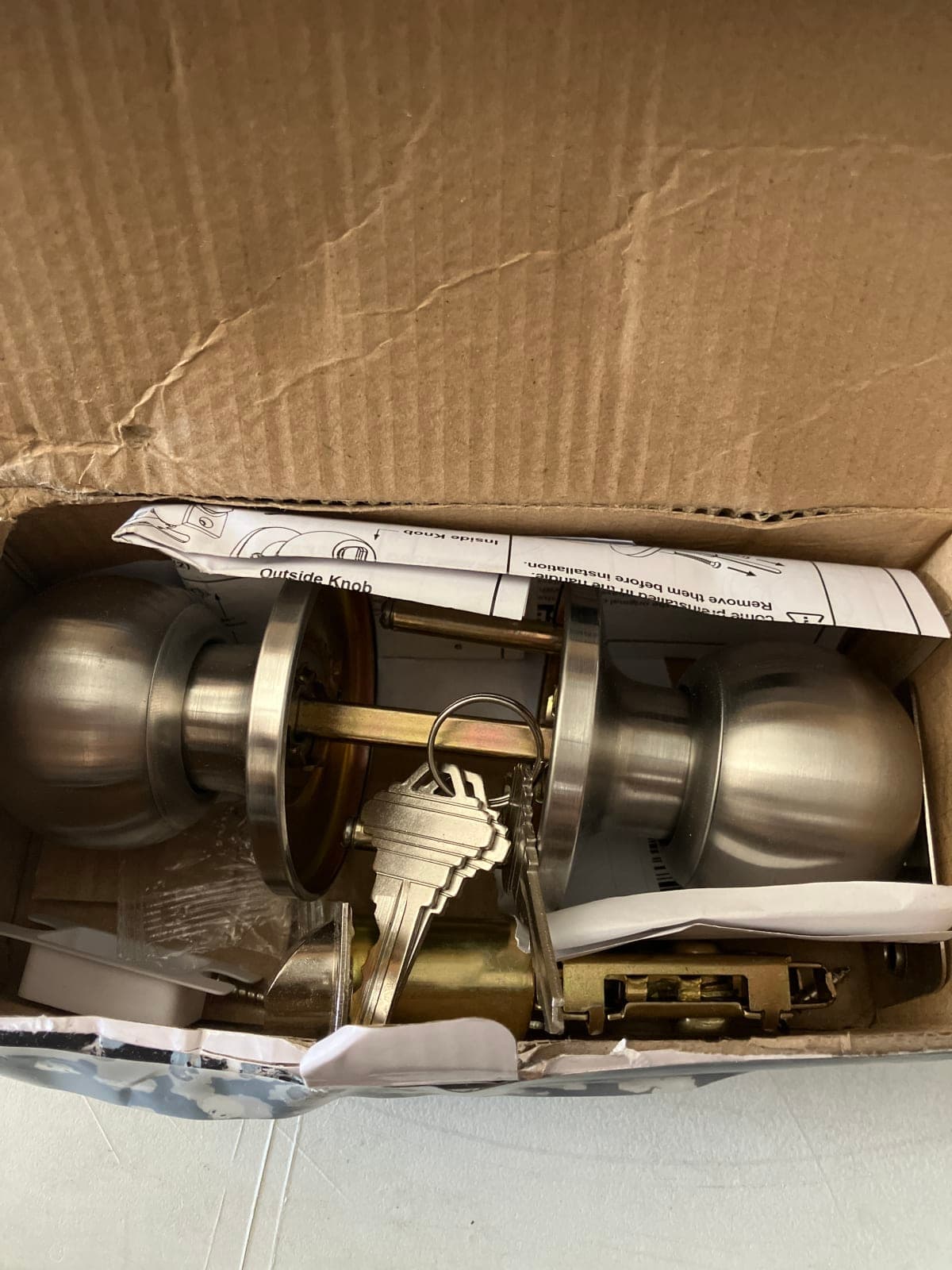 Brushed Nickel Door Knob Set with Keys