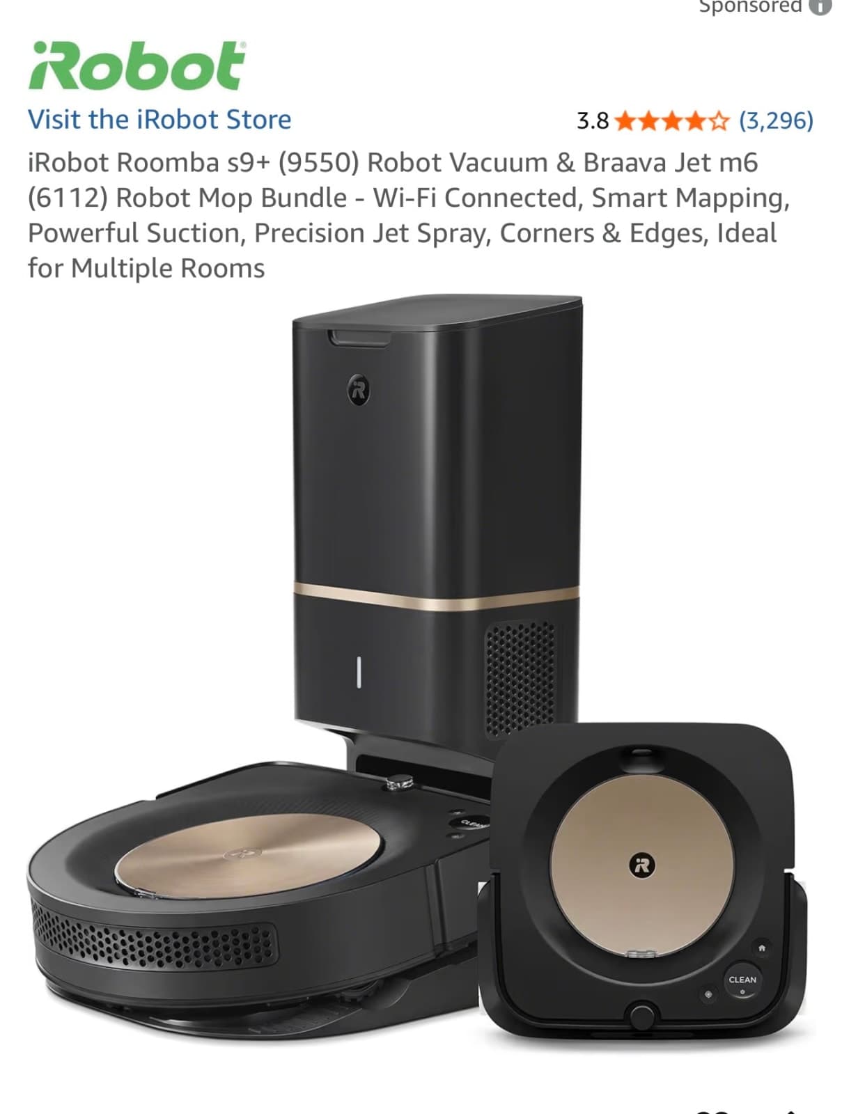 iRobot Roomba s9+ (9550) & Braava Jet m6 (6112) Robot Mop Bundle