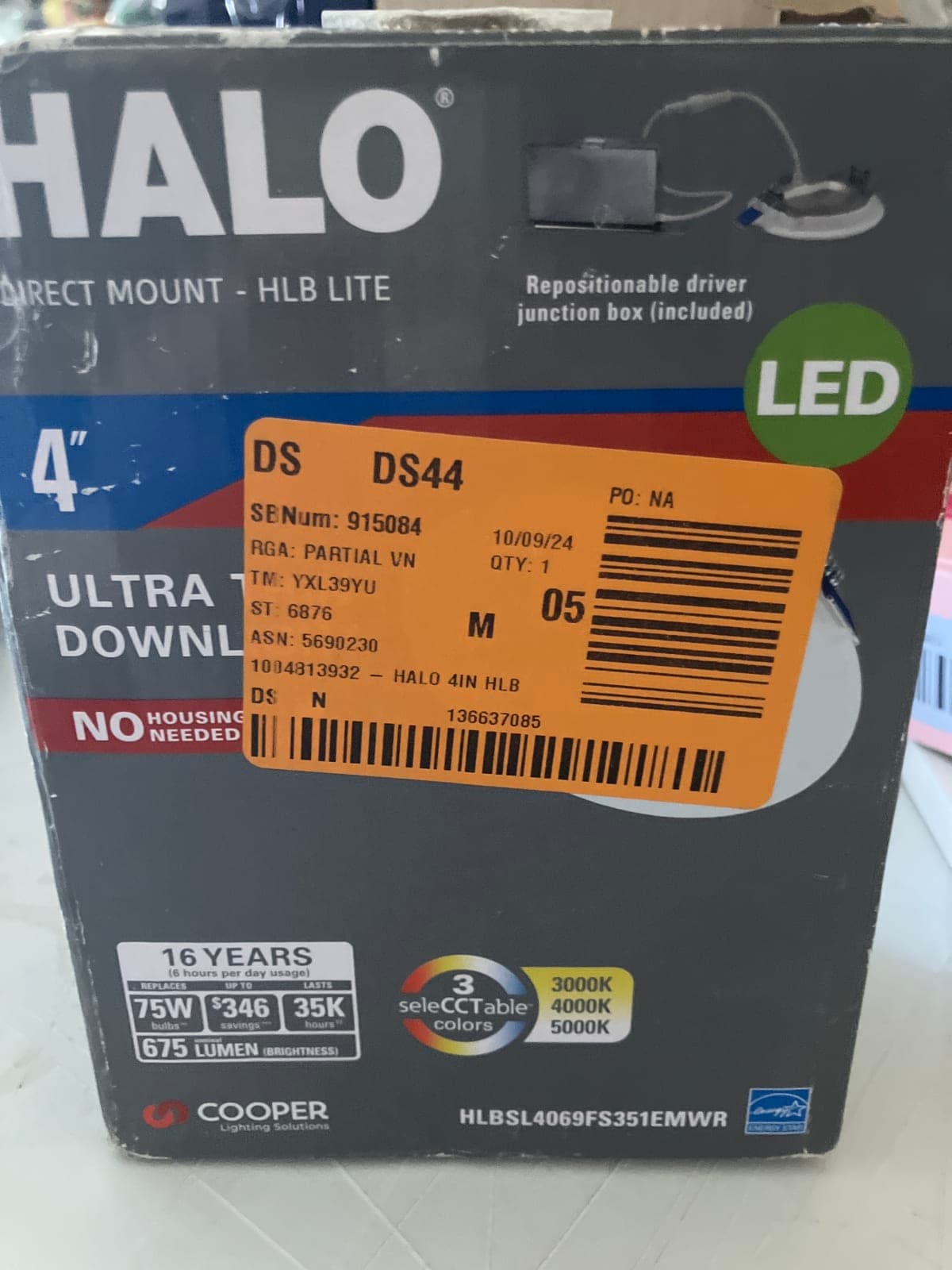 Halo 4" Ultra Thin LED Downlight - Direct Mount HLB Lite
