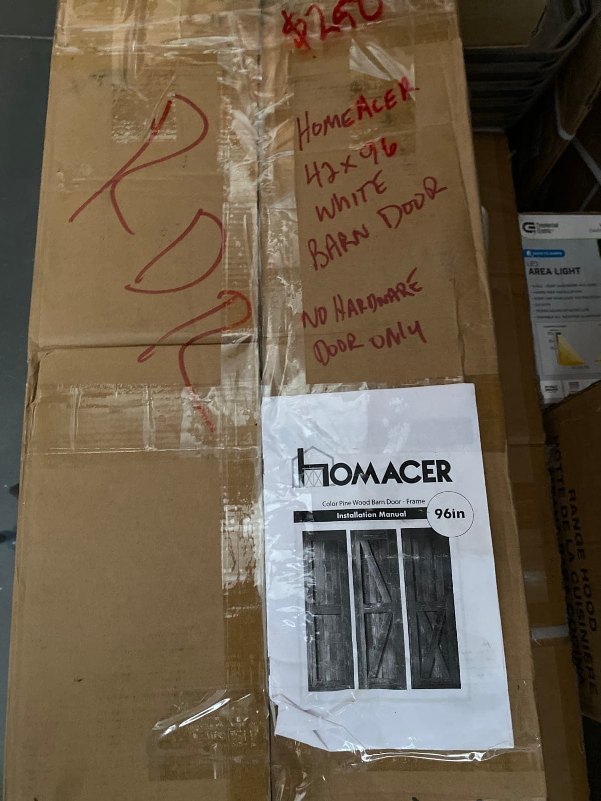 Homacer 42x96 White Barn Door - Door Only