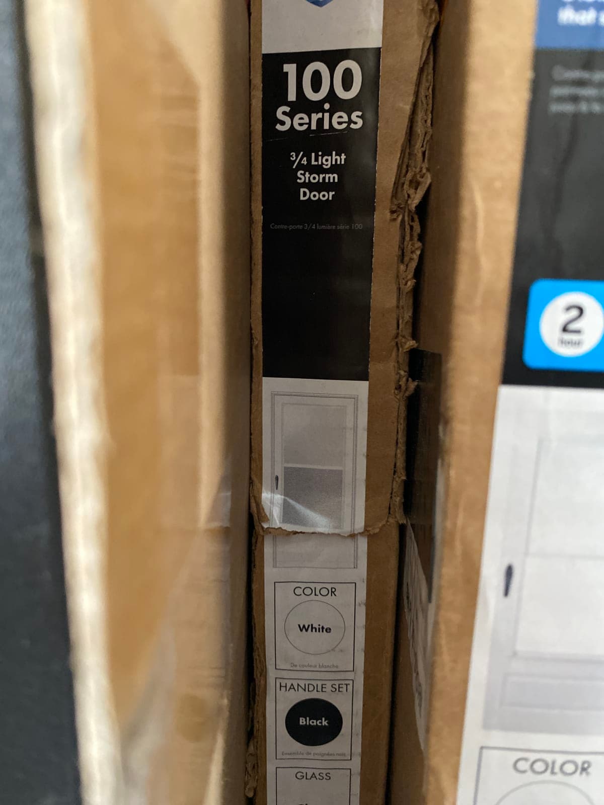 100 Series 3/4 Light Storm Door - White with Black Handle Set
