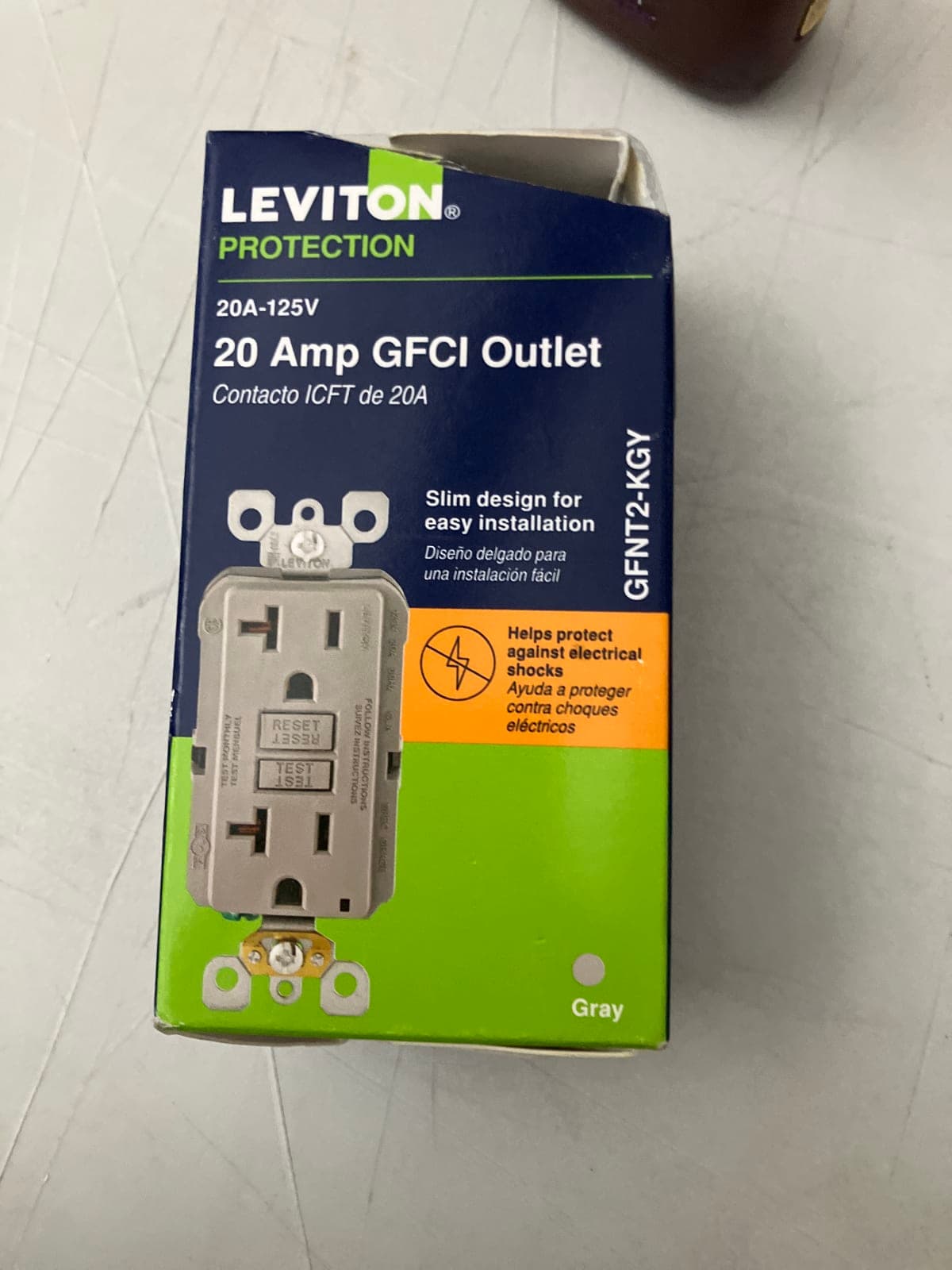 Leviton 20 Amp GFCI Outlet - Gray