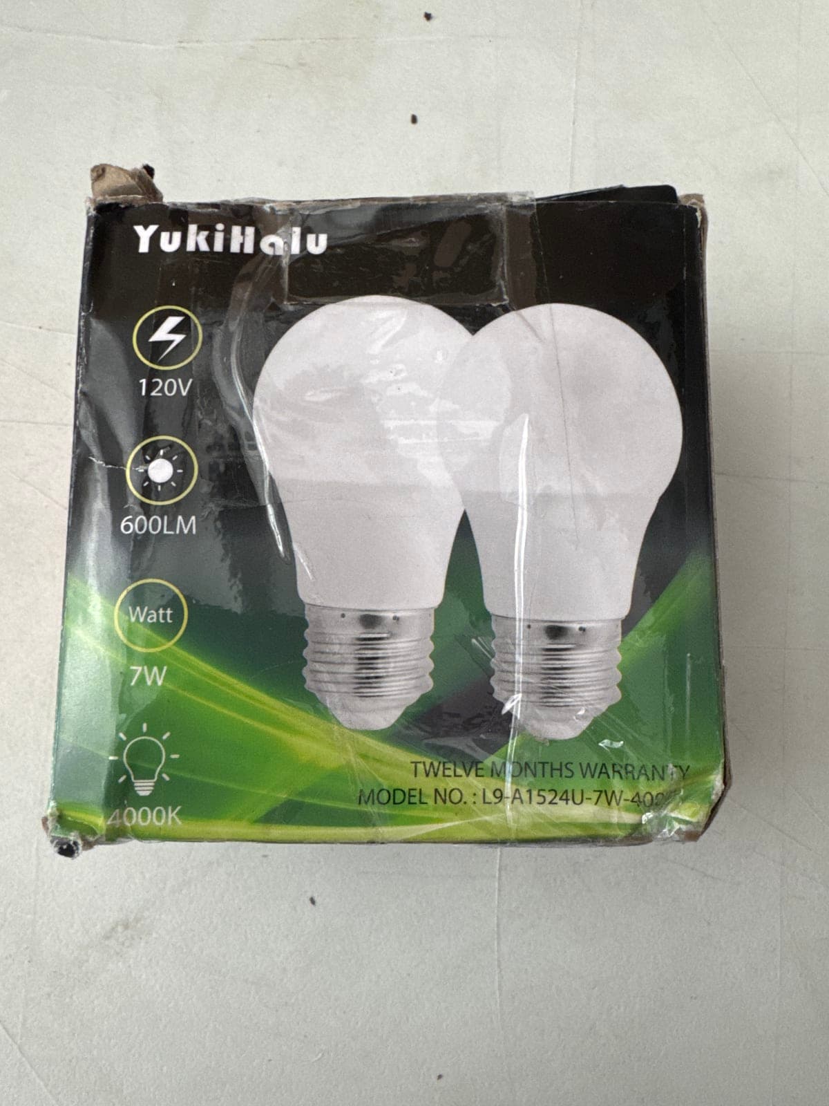 YukiHalu 7W LED Light Bulbs - 2 Pack, 4000K Bright White
